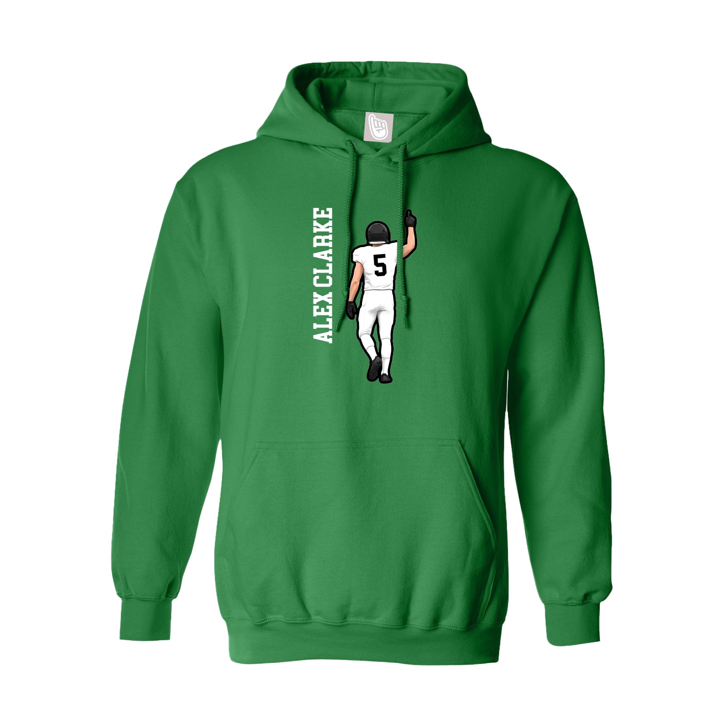 Youth Hoodie — Name Vertical in Green
