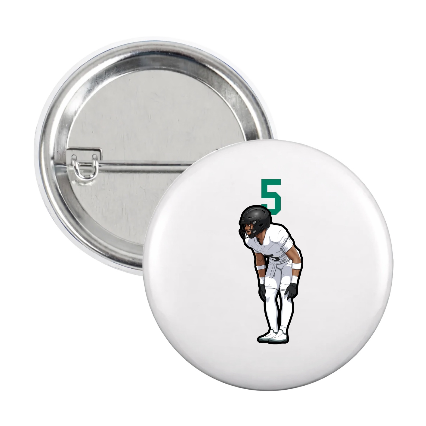 Game Day Button — Number Top in White