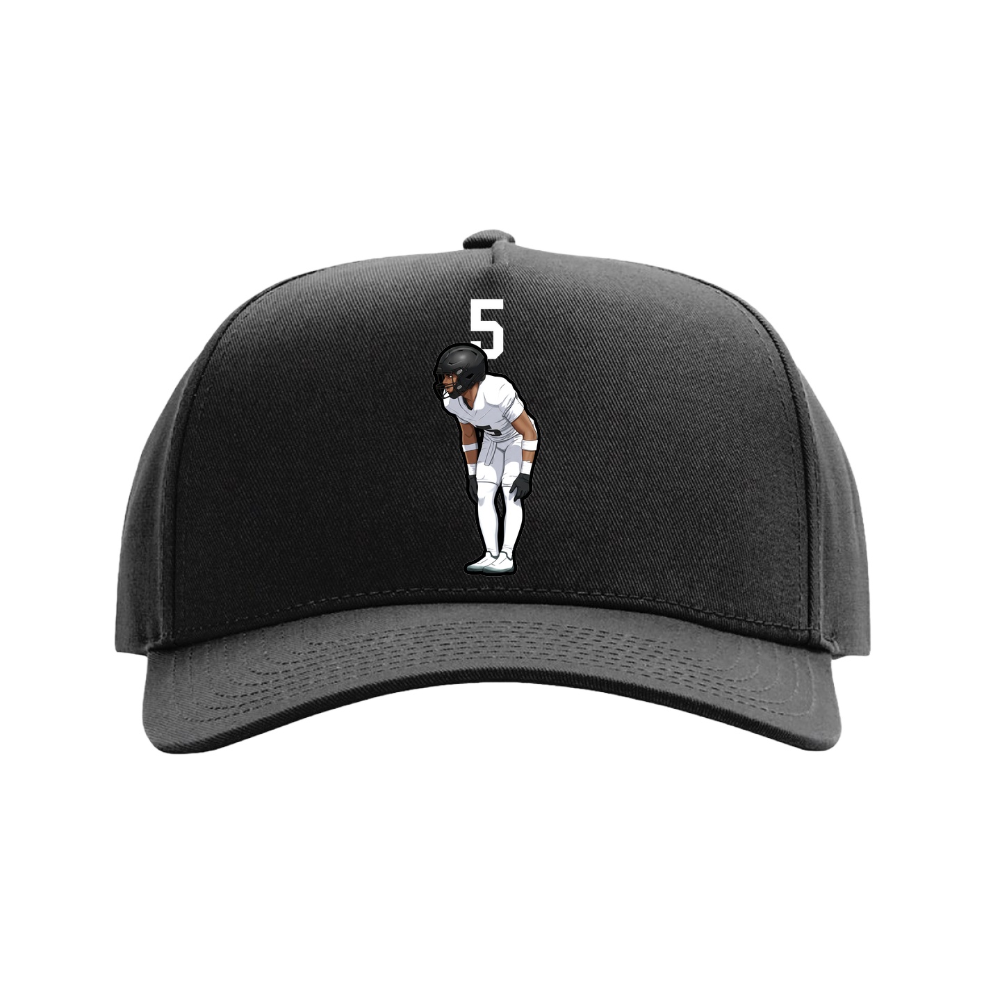 Full Fabric Five-Panel Champ Cap — Number Top in Black