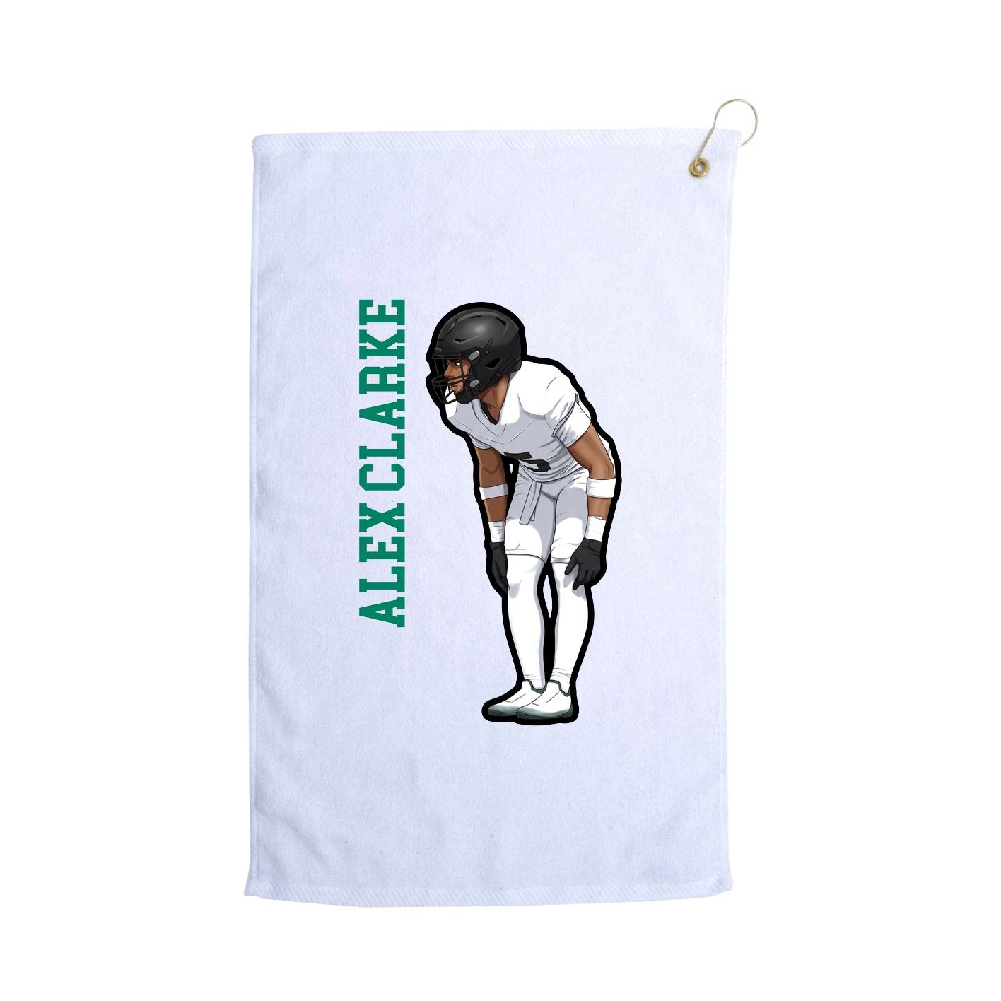 Golf Towel — Name Vertical in White