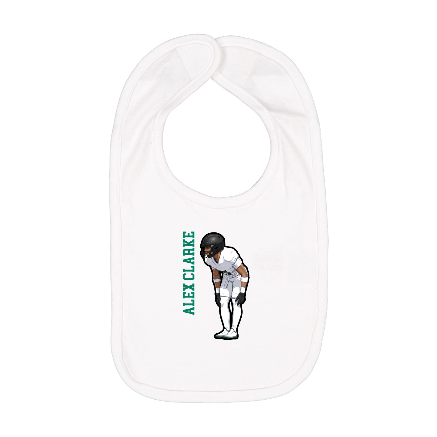 Infant Bib — Name Vertical in White