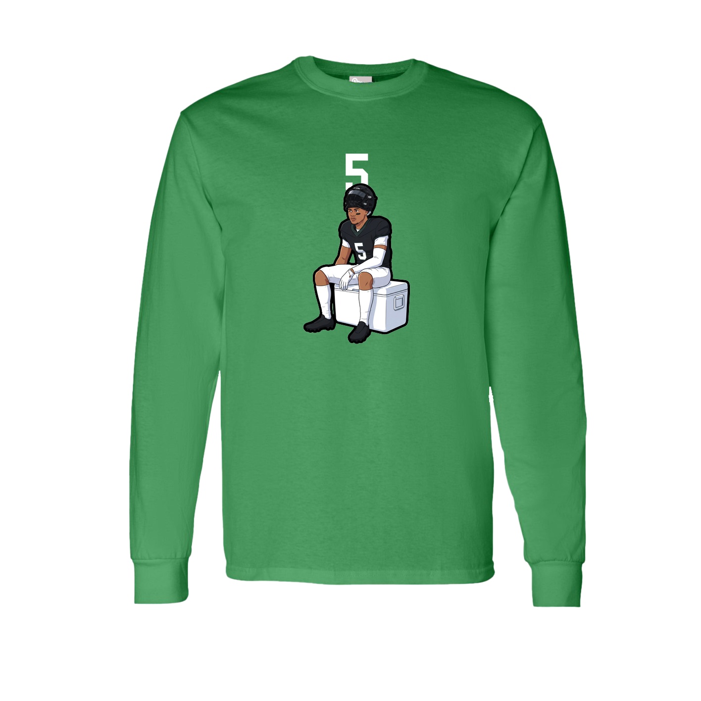 Long Sleeve Tee — Number Top in Green