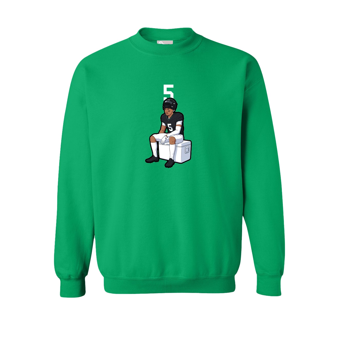 Fleece Crew — Number Top in Green