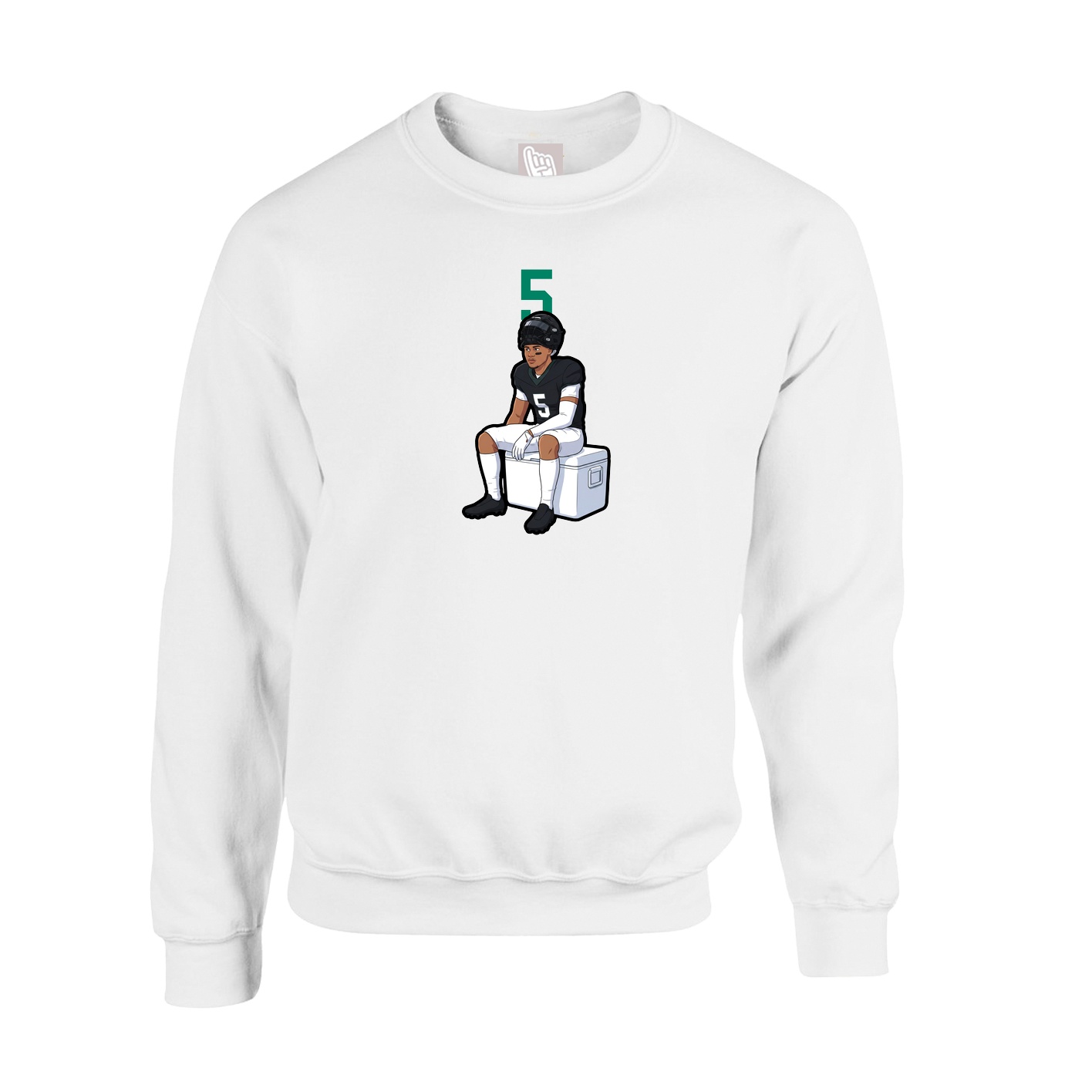 Fleece Crew — Number Top in White
