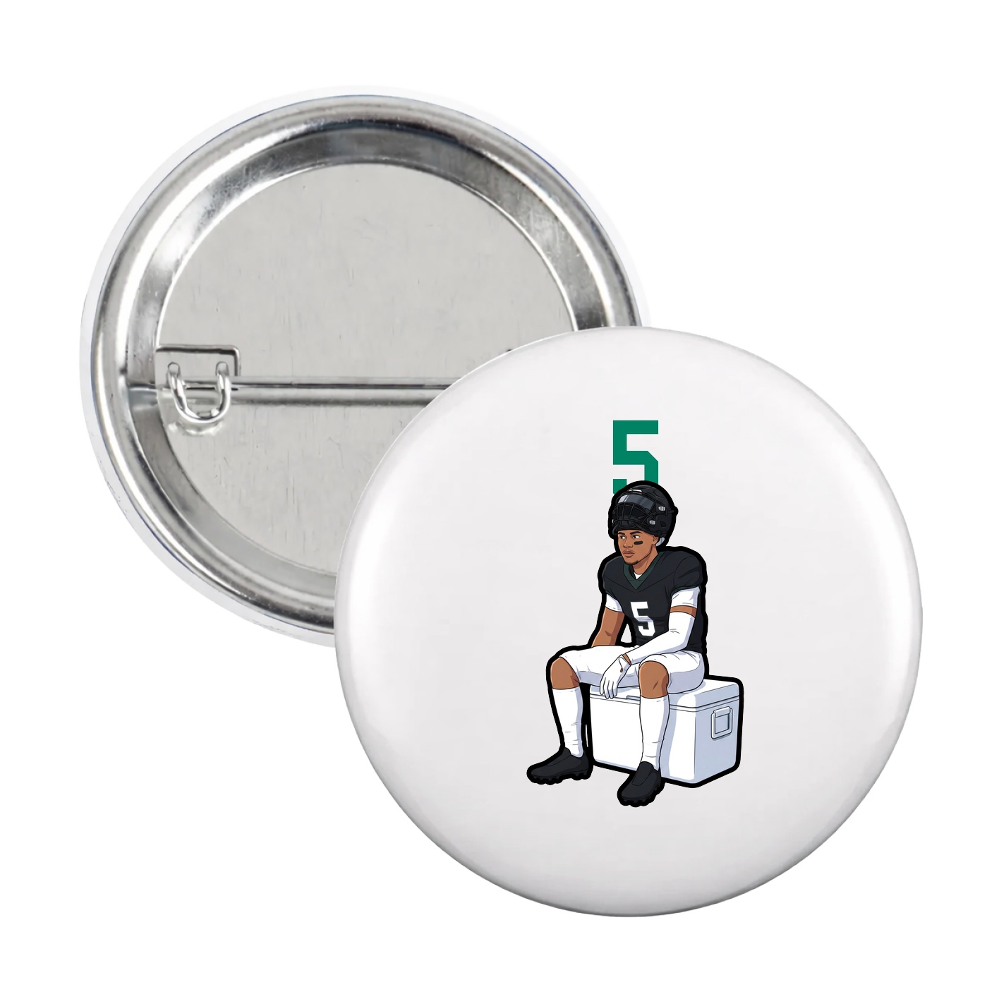 Game Day Button — Number Top in White