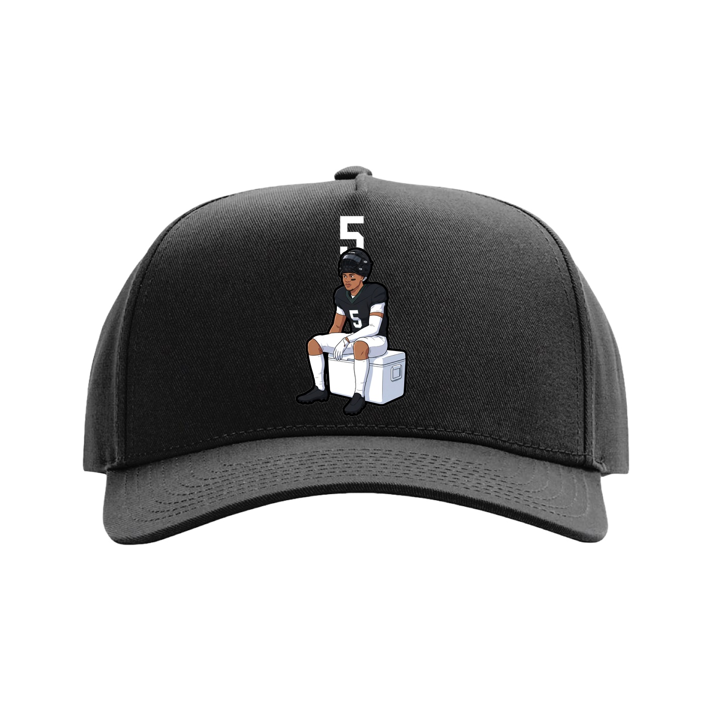 Full Fabric Five-Panel Champ Cap — Number Top in Black