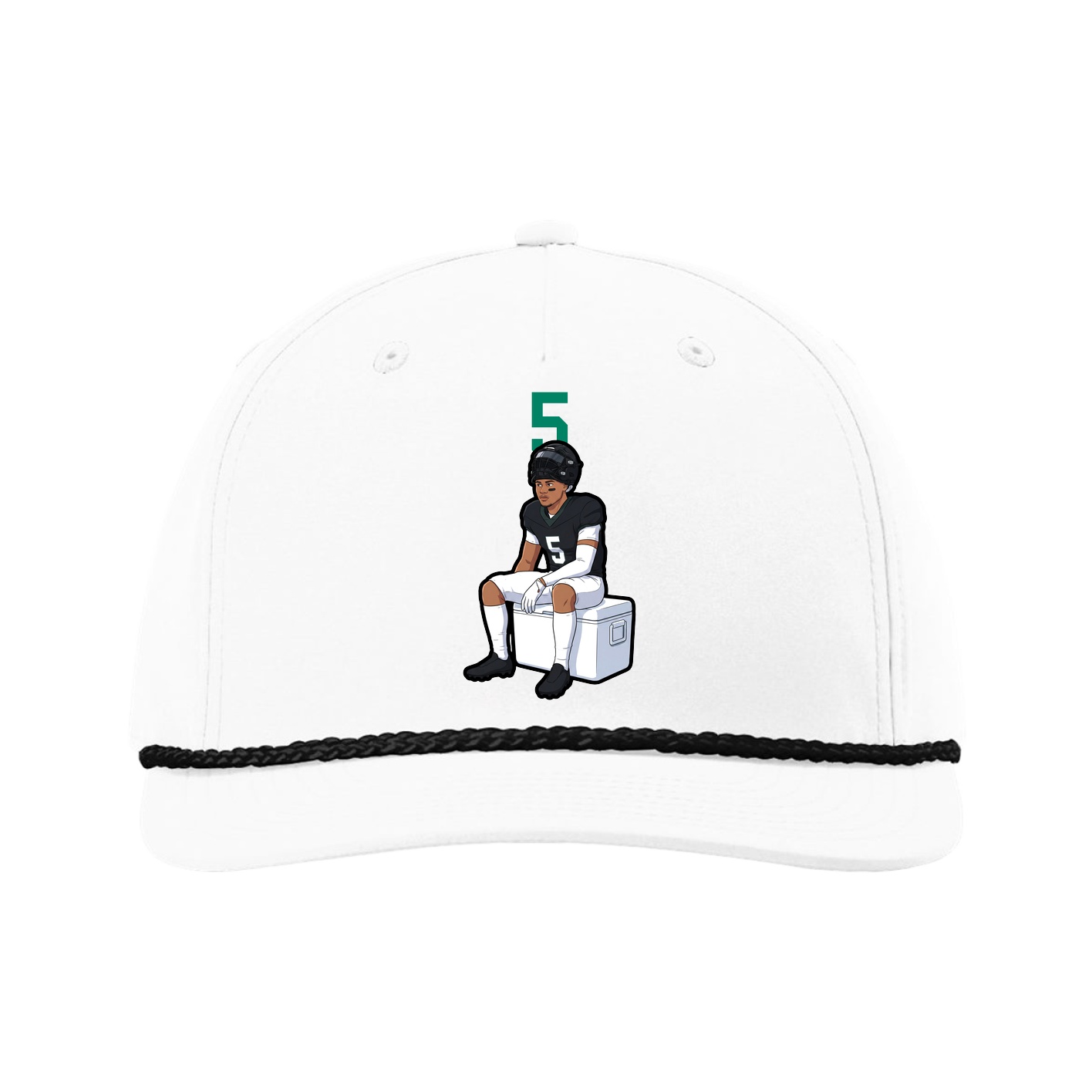 Five-Panel Classic Rope Cap — Number Top in White