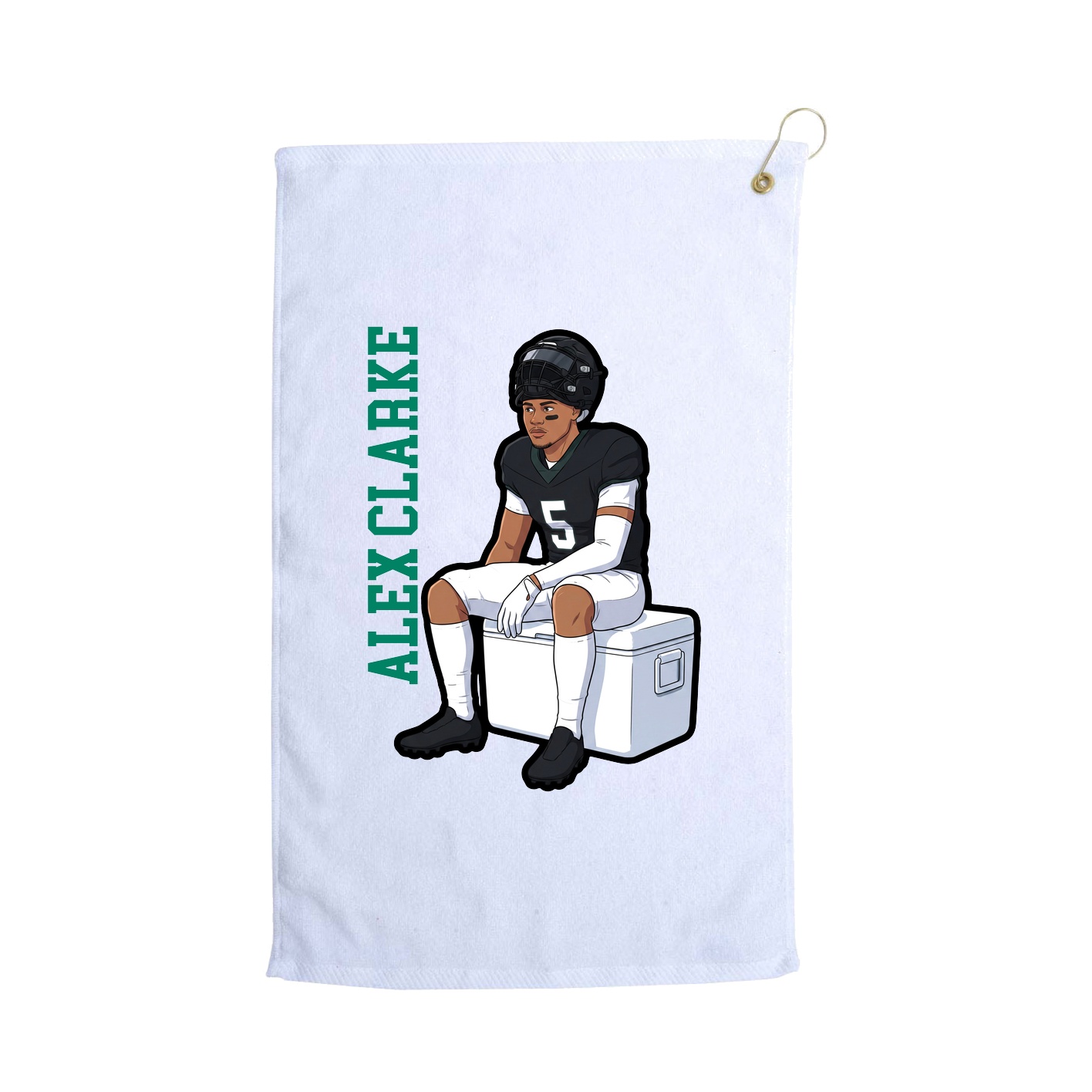 Golf Towel — Name Vertical in White