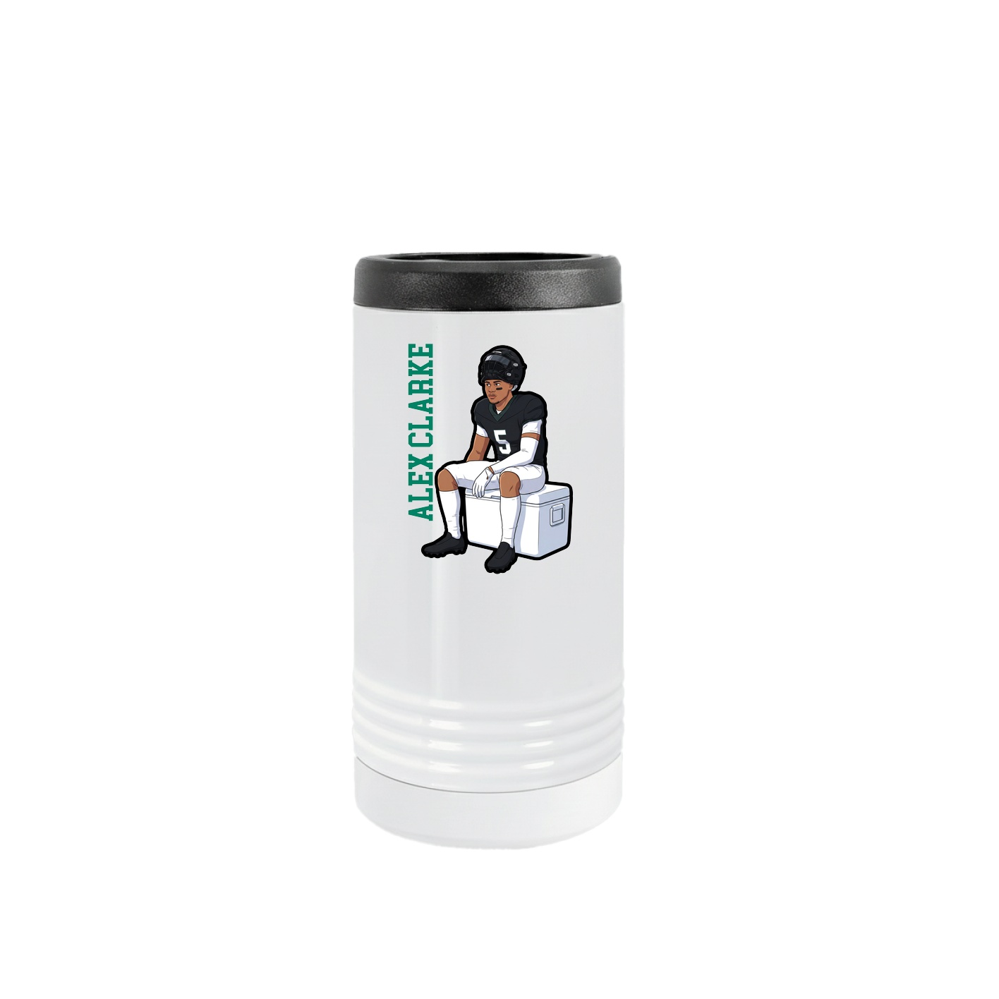 Slim Beverage Holder — Name Vertical in White