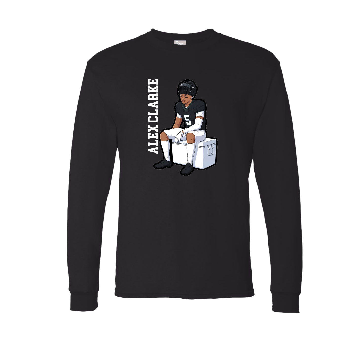 Long Sleeve Tee — Name Vertical in Black