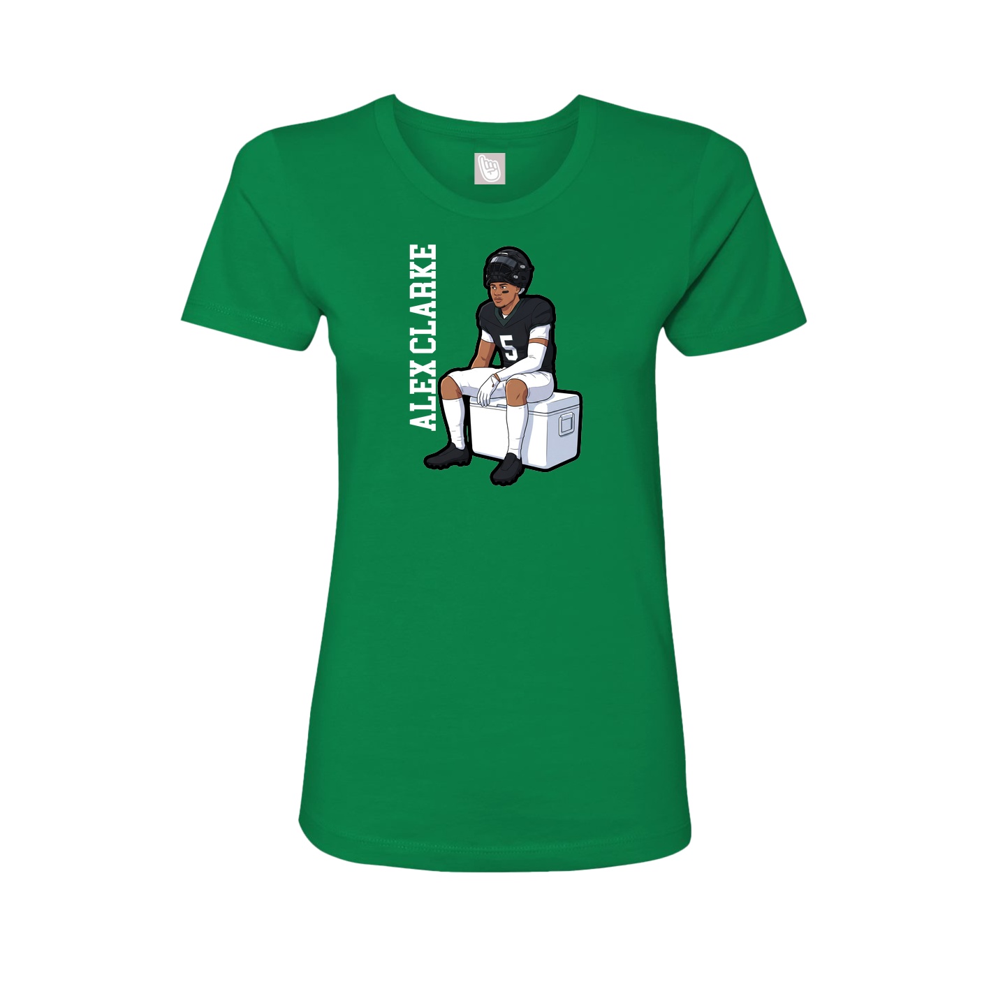 Fitted Women's Tee — Name Vertical in Green