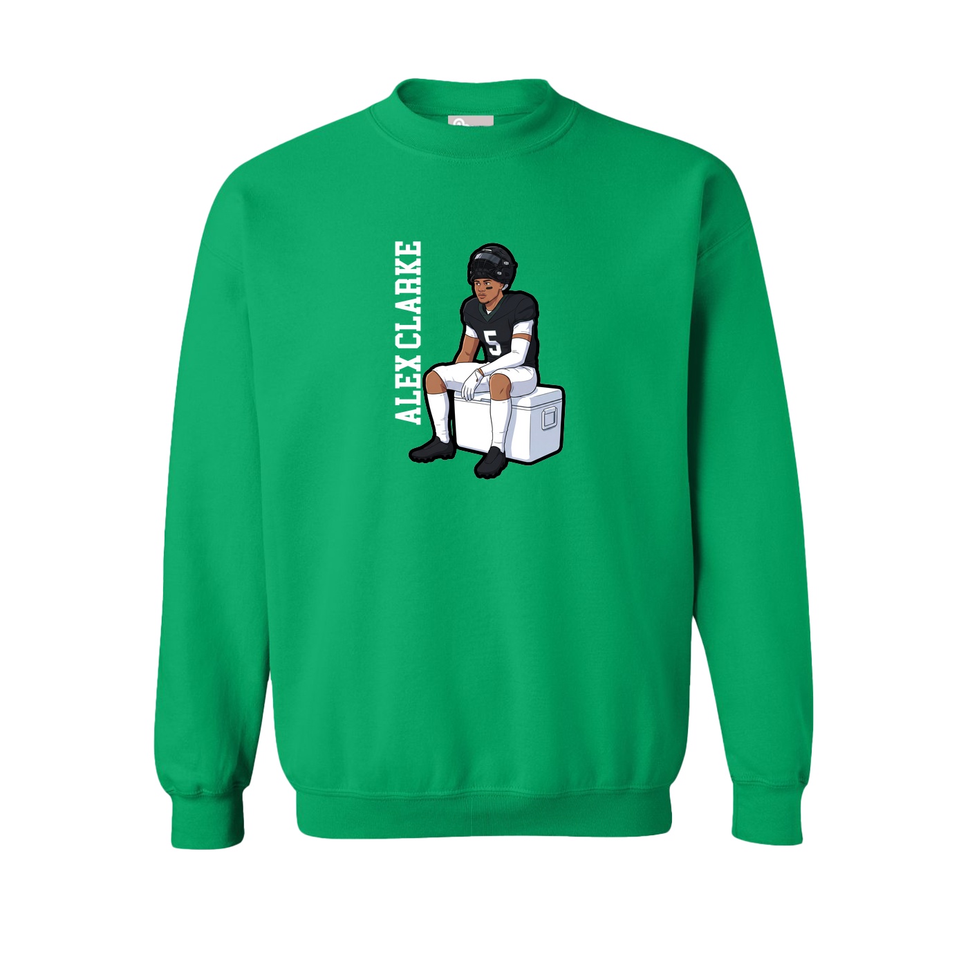 Fleece Crew — Name Vertical in Green