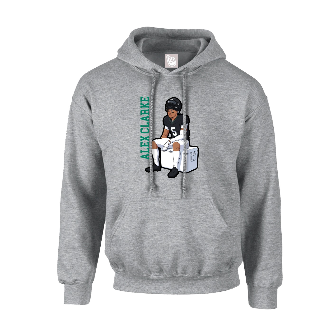 Youth Hoodie — Name Vertical in Grey