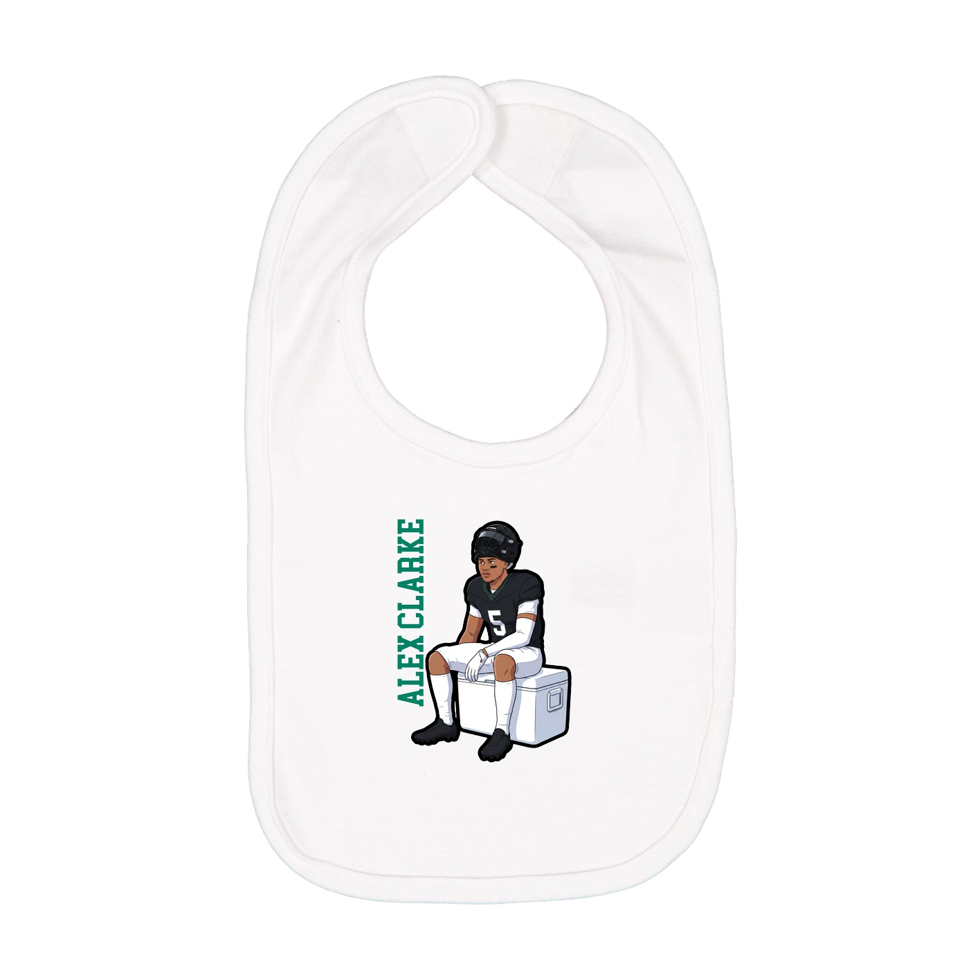 Infant Bib — Name Vertical in White