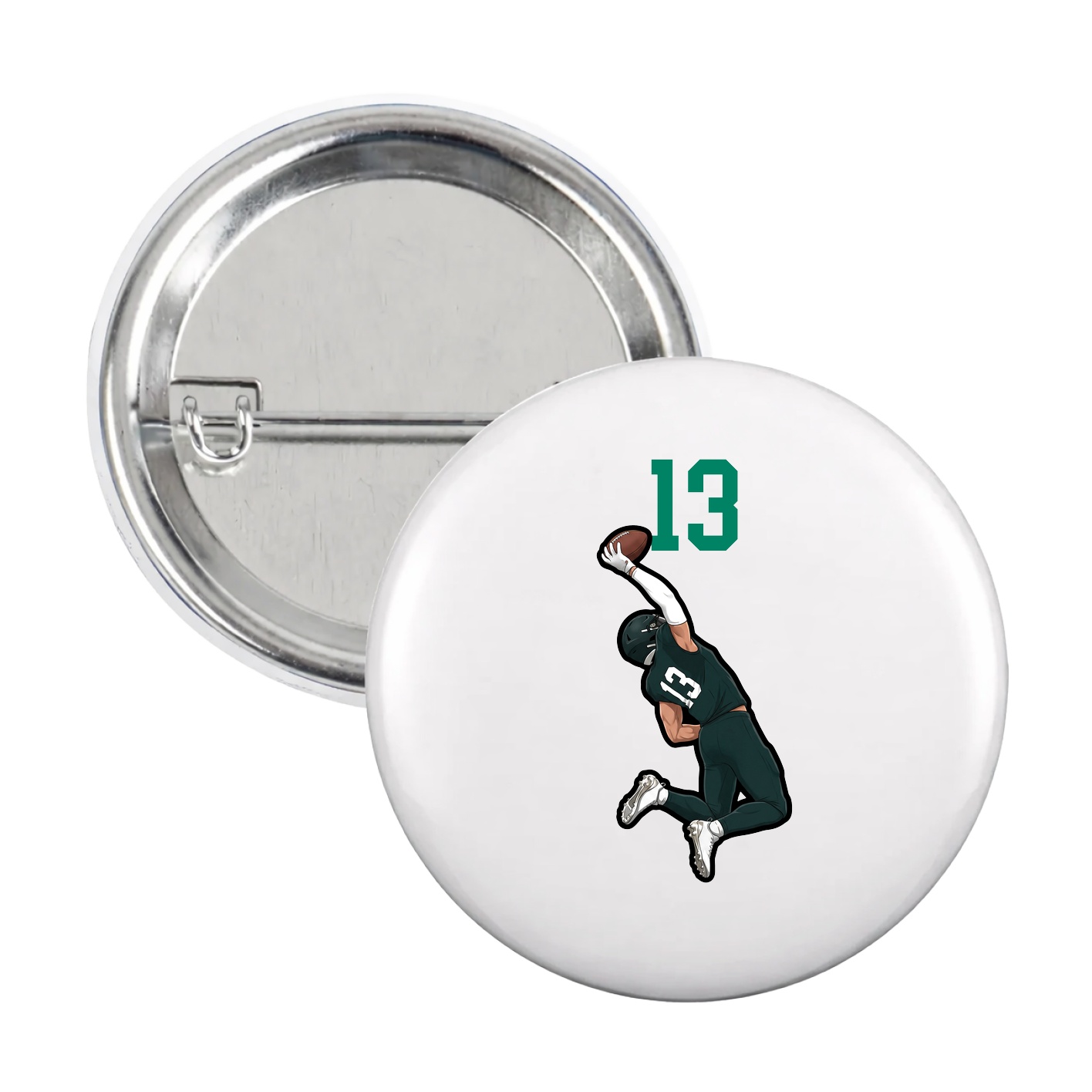 Game Day Button — Number Top in White