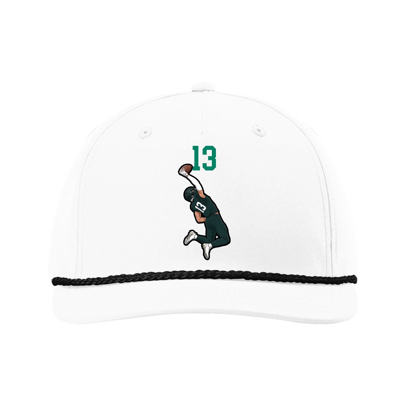Five-Panel Classic Rope Cap — Number Top in White