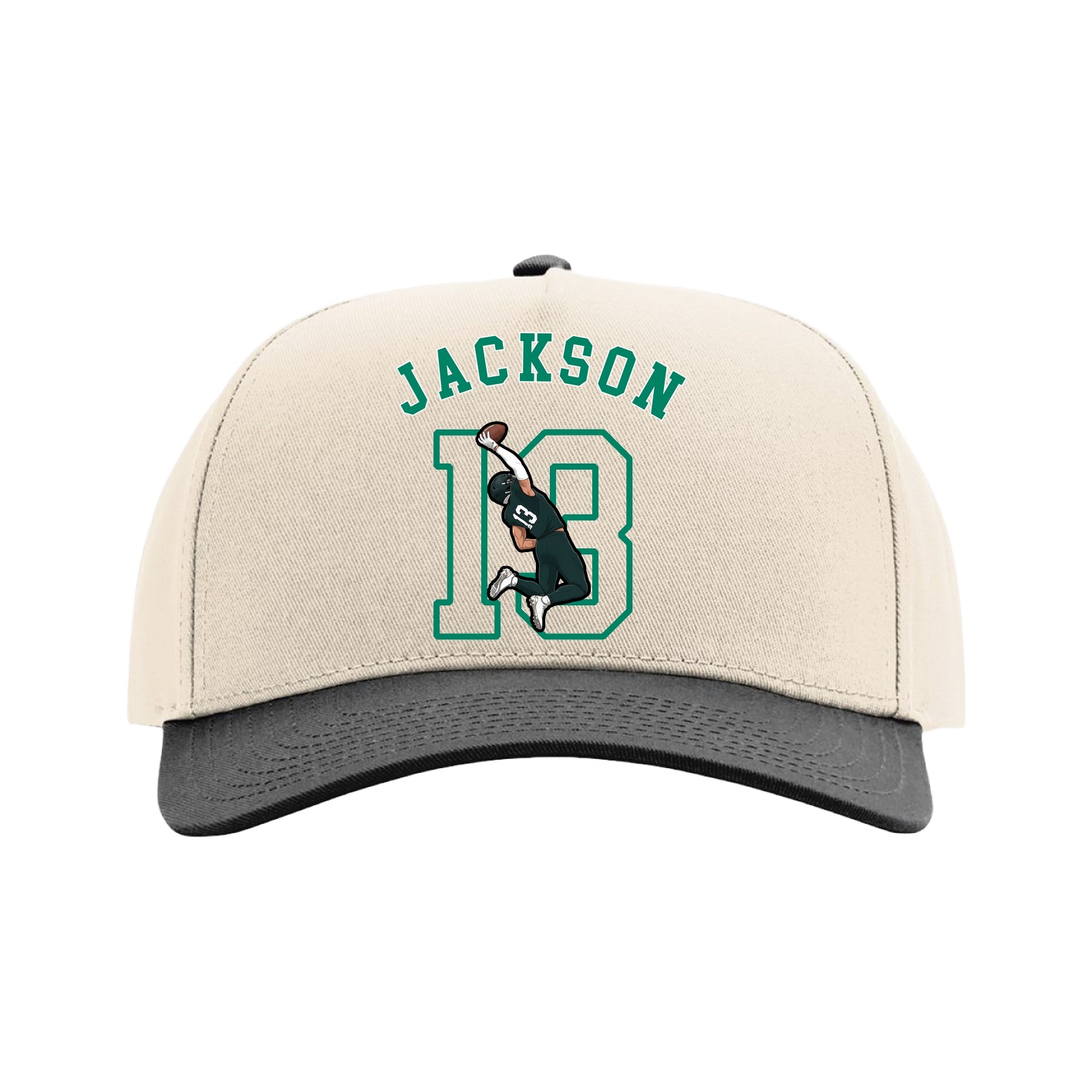 Full Fabric Five-Panel Champ Cap — Shirsey Arch in Cream/Black