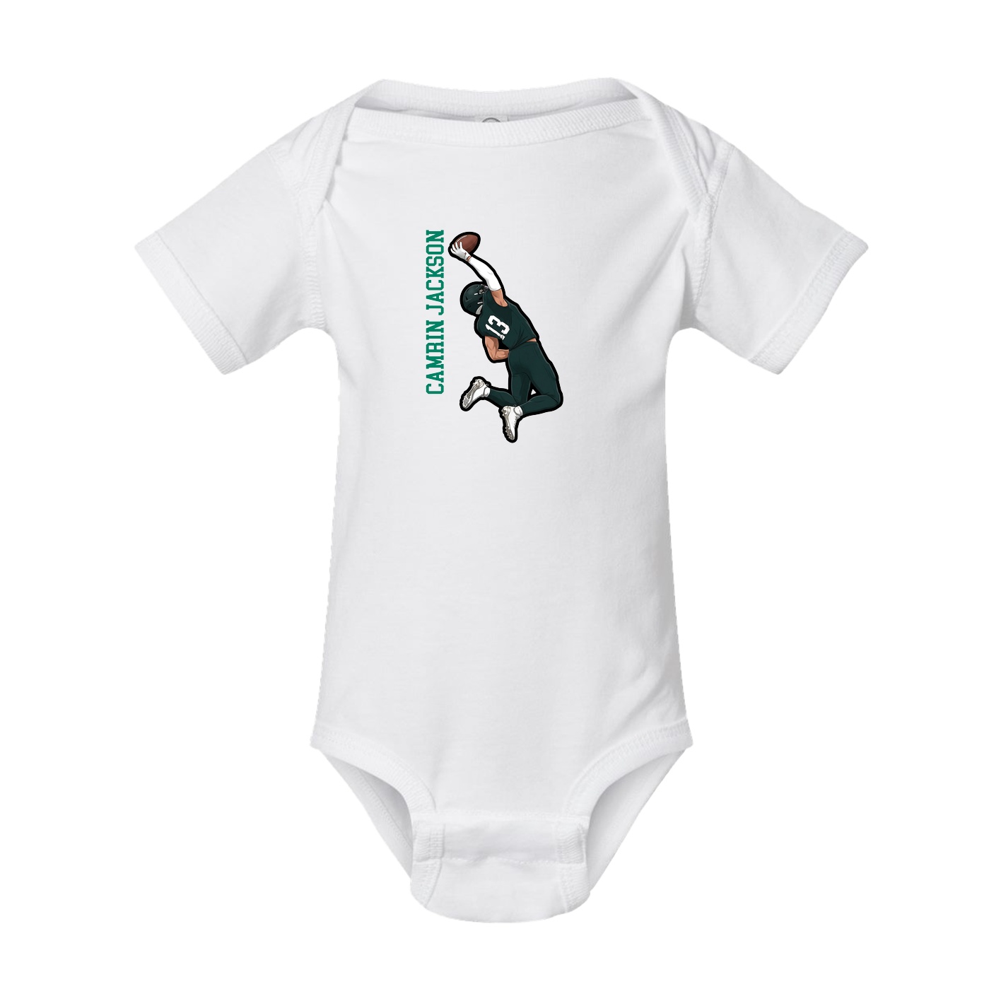 Baby Onesie — Name Vertical in White