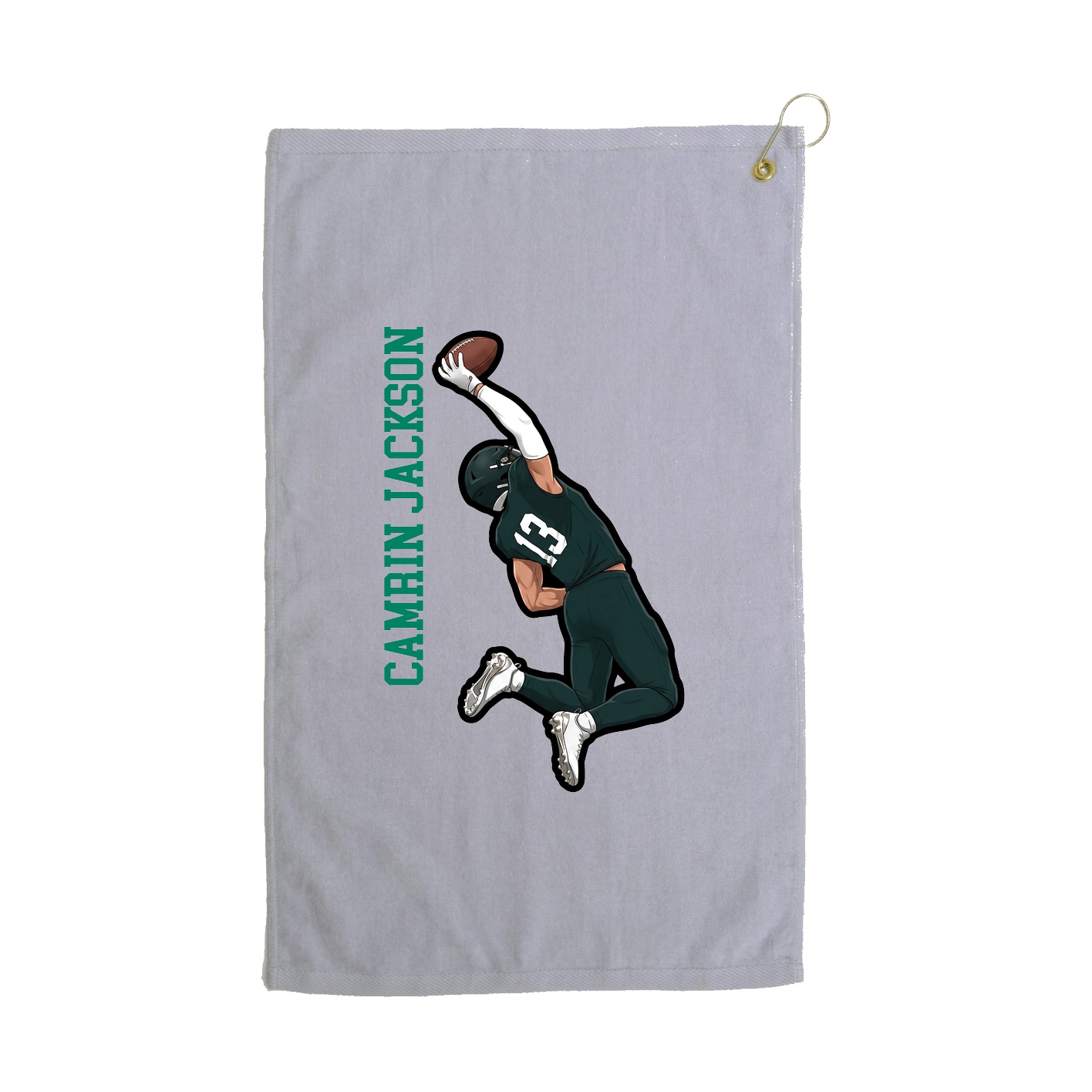 Golf Towel — Name Vertical in Grey