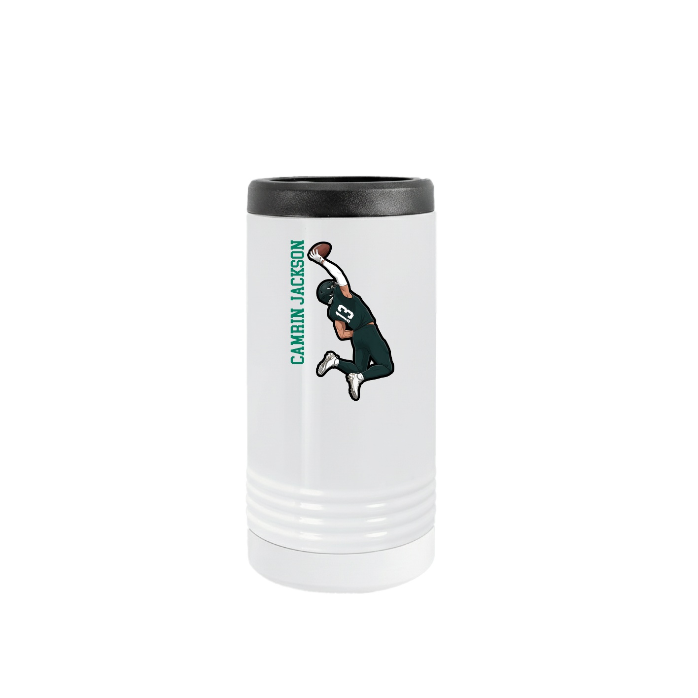 Slim Beverage Holder — Name Vertical in White