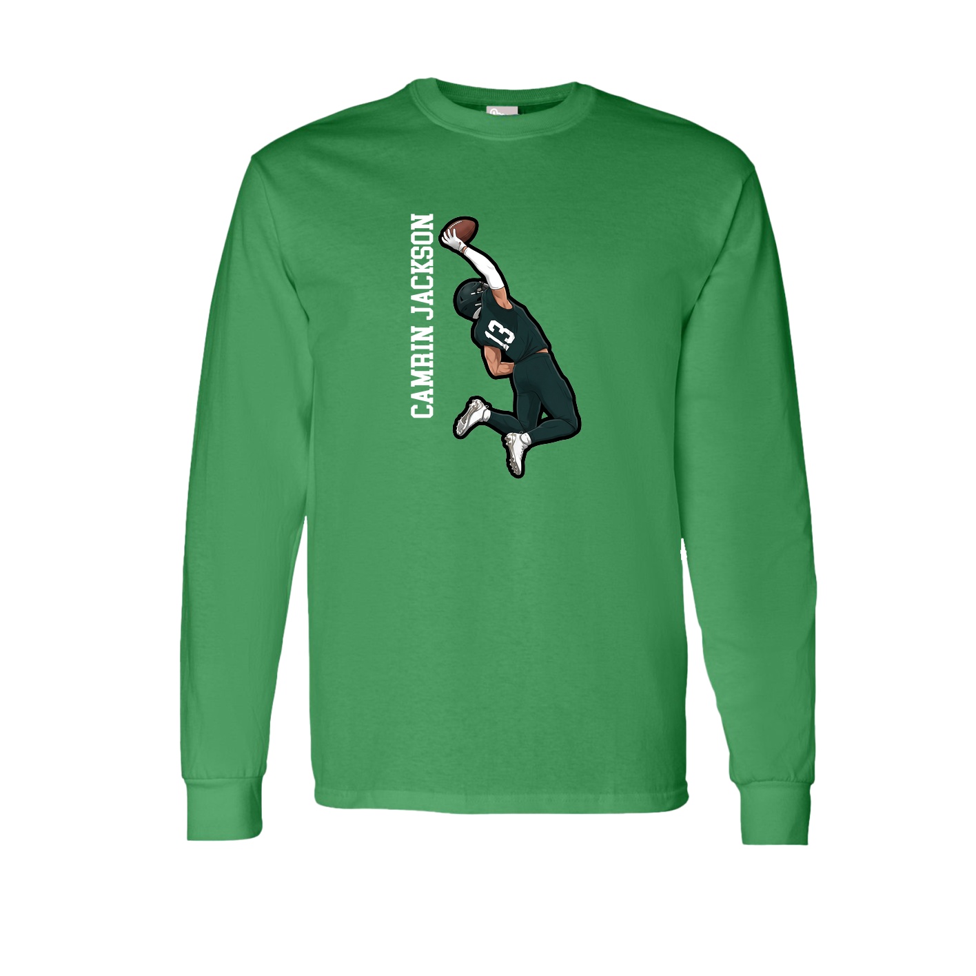 Long Sleeve Tee — Name Vertical in Green