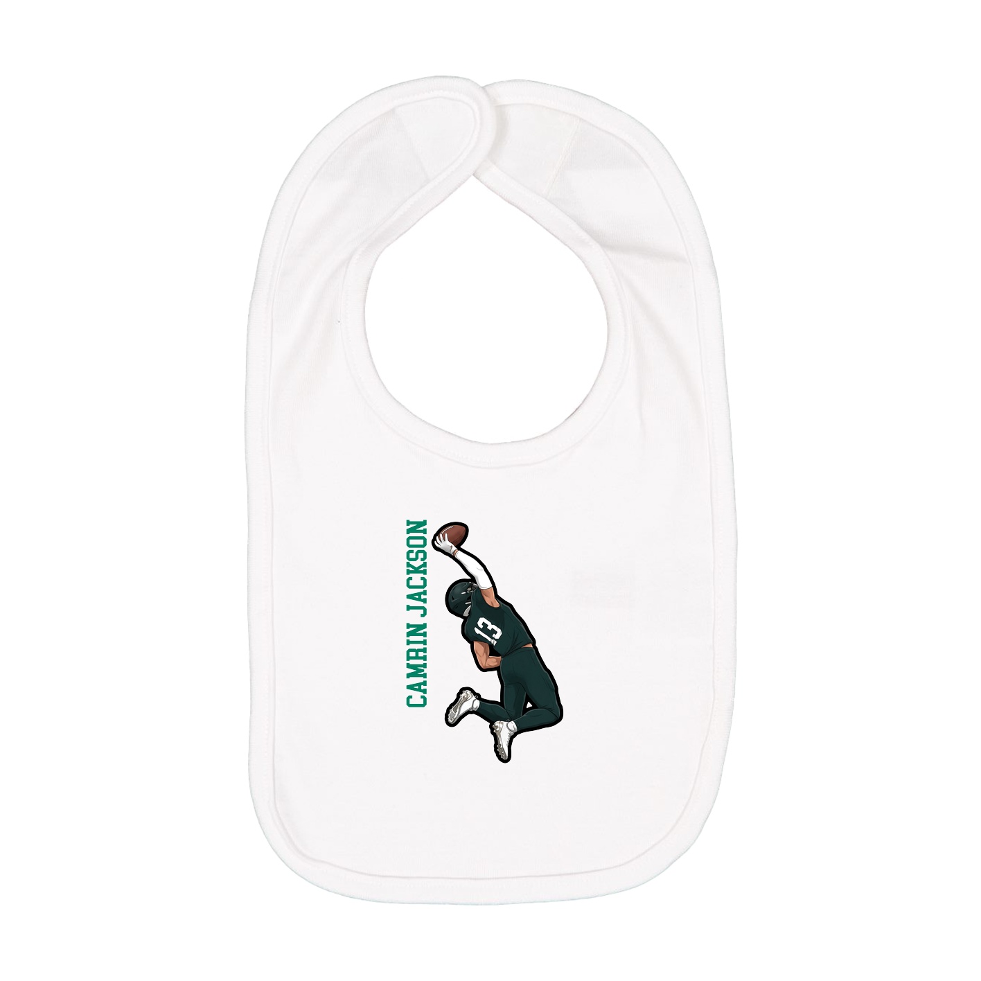 Infant Bib — Name Vertical in White
