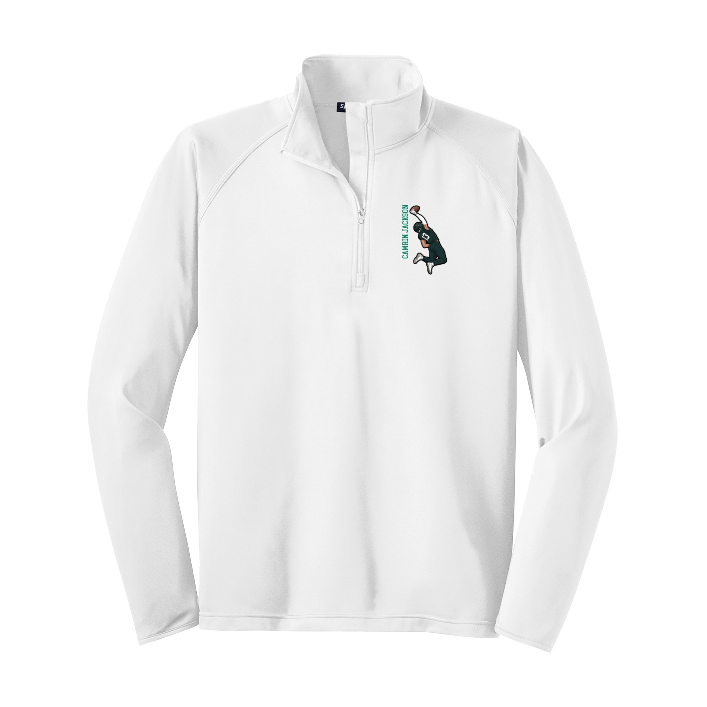 Q-Zip Pullover — Name Vertical in White