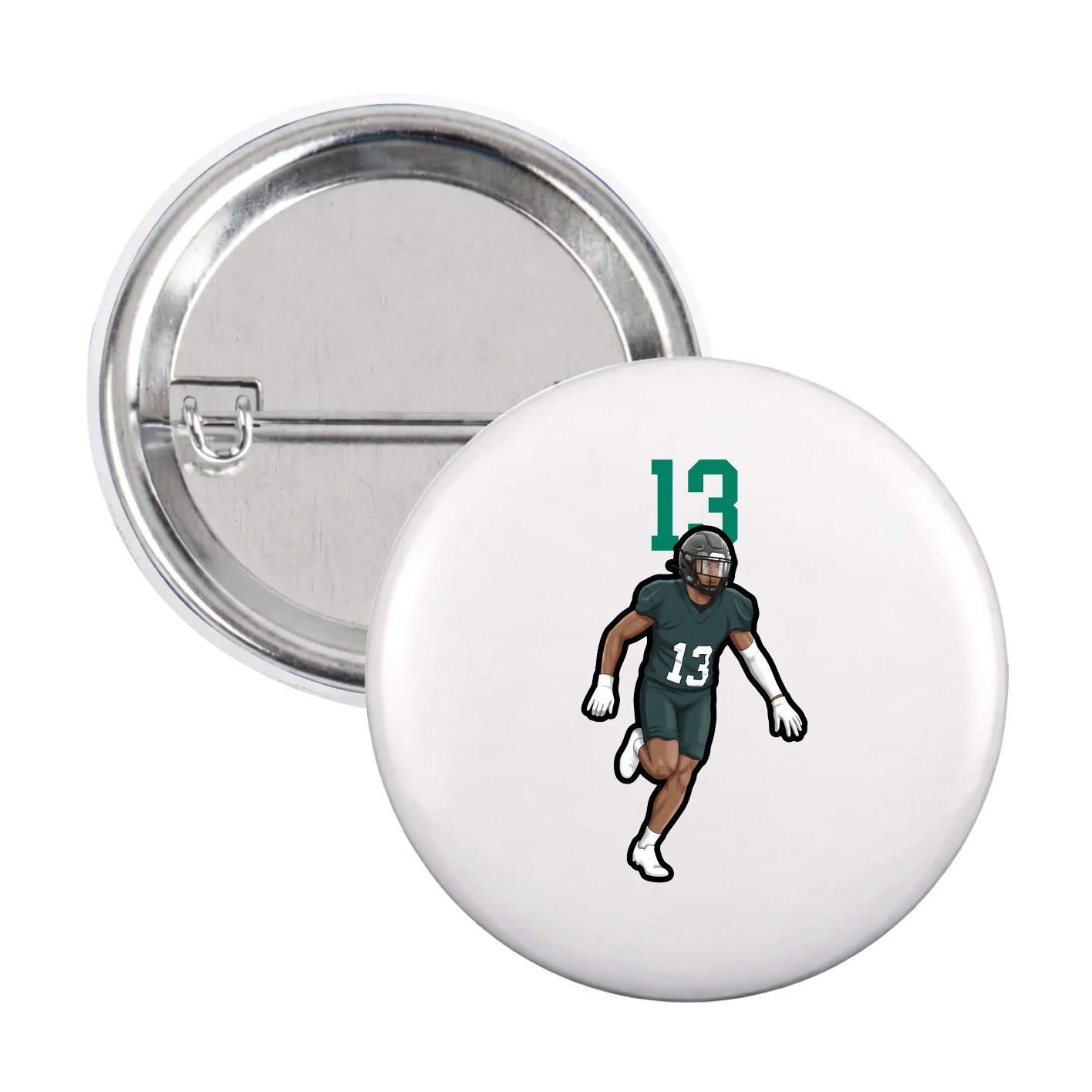 Game Day Button — Number Top in White