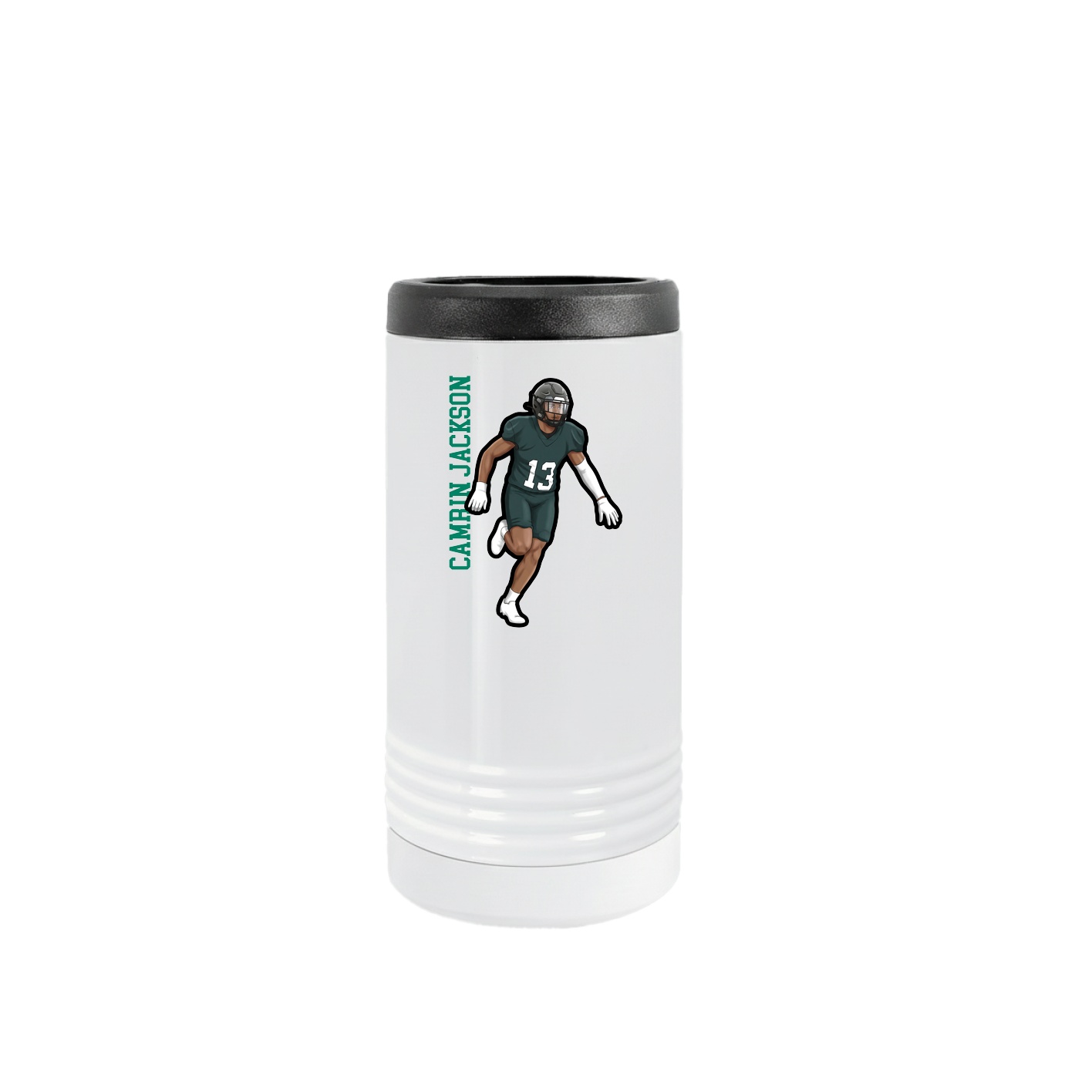 Slim Beverage Holder — Name Vertical in White