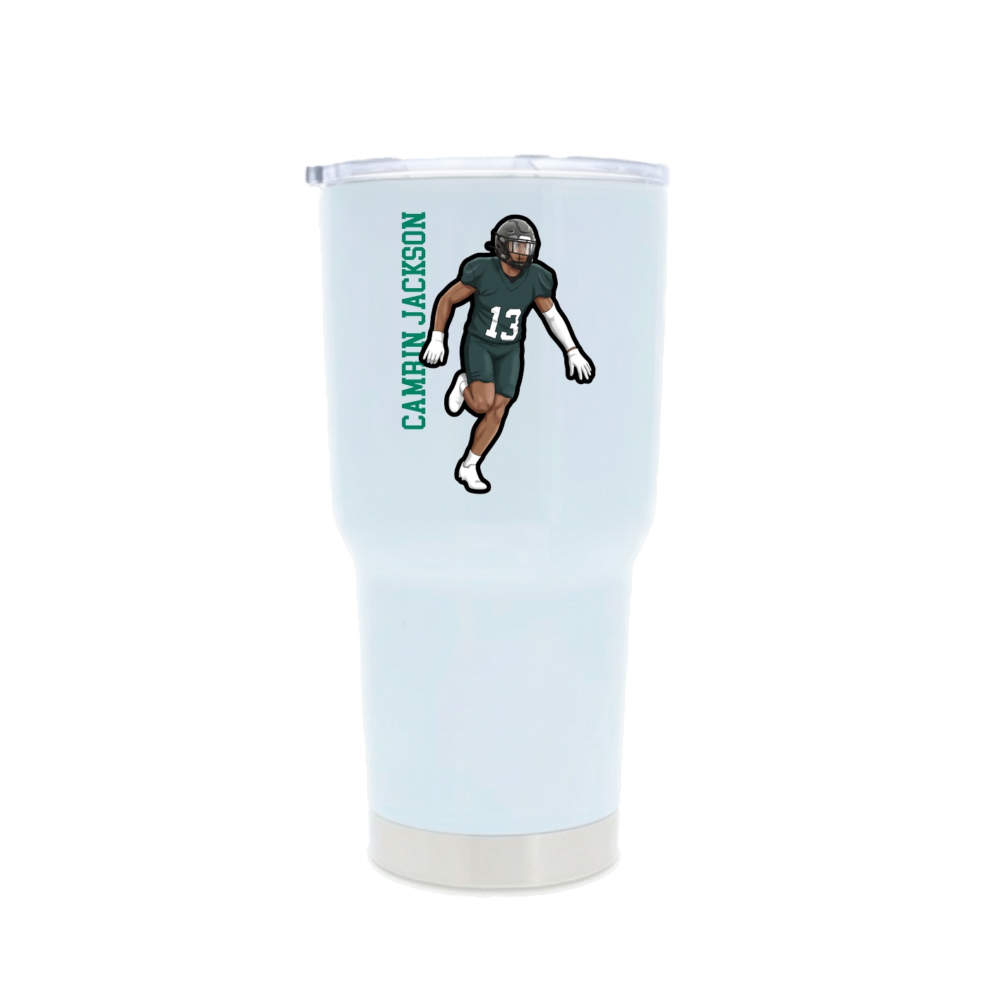 30oz Stainless Steel Tumbler — Name Vertical in White