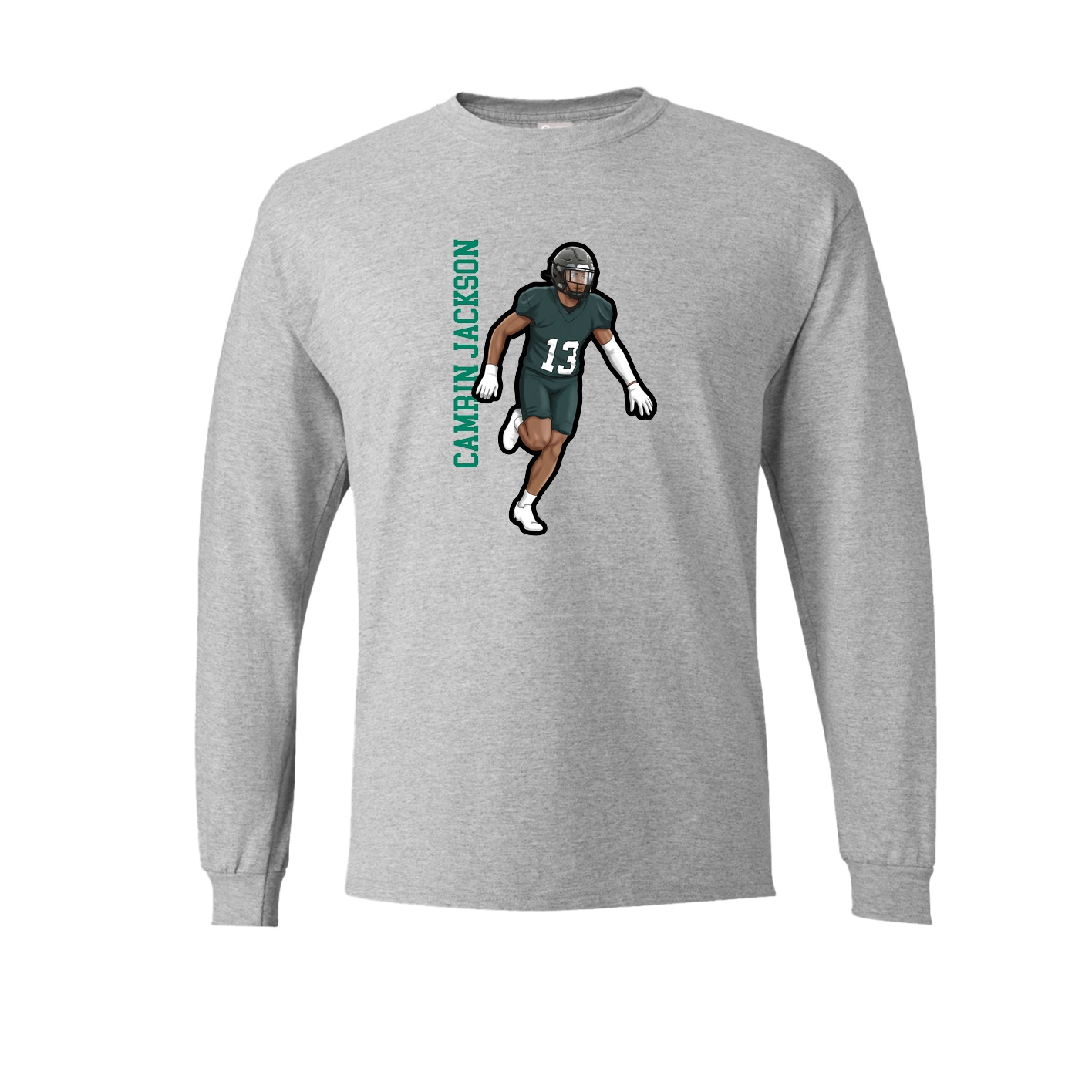 Long Sleeve Tee — Name Vertical in Grey