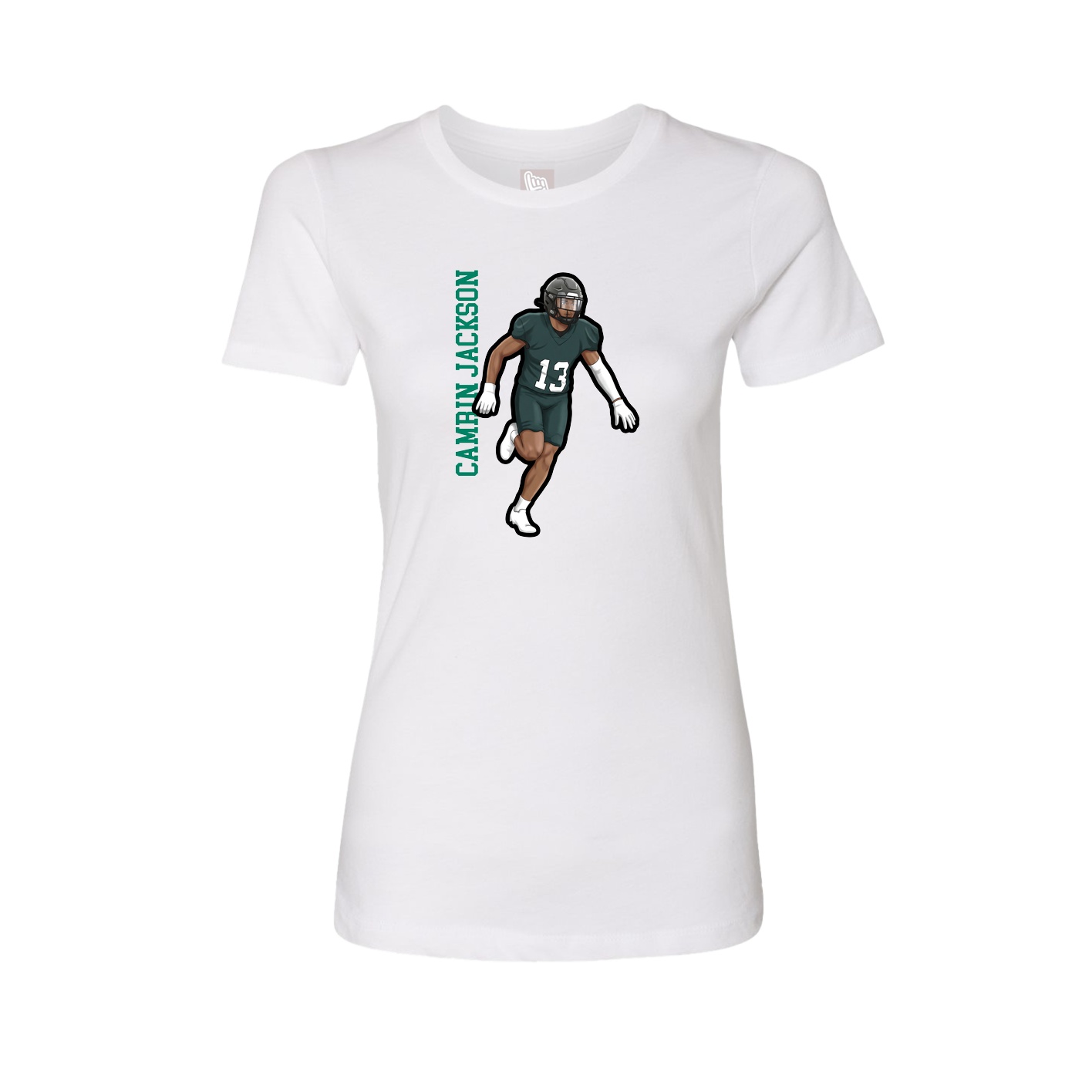Womens Tee — Name Vertical in White