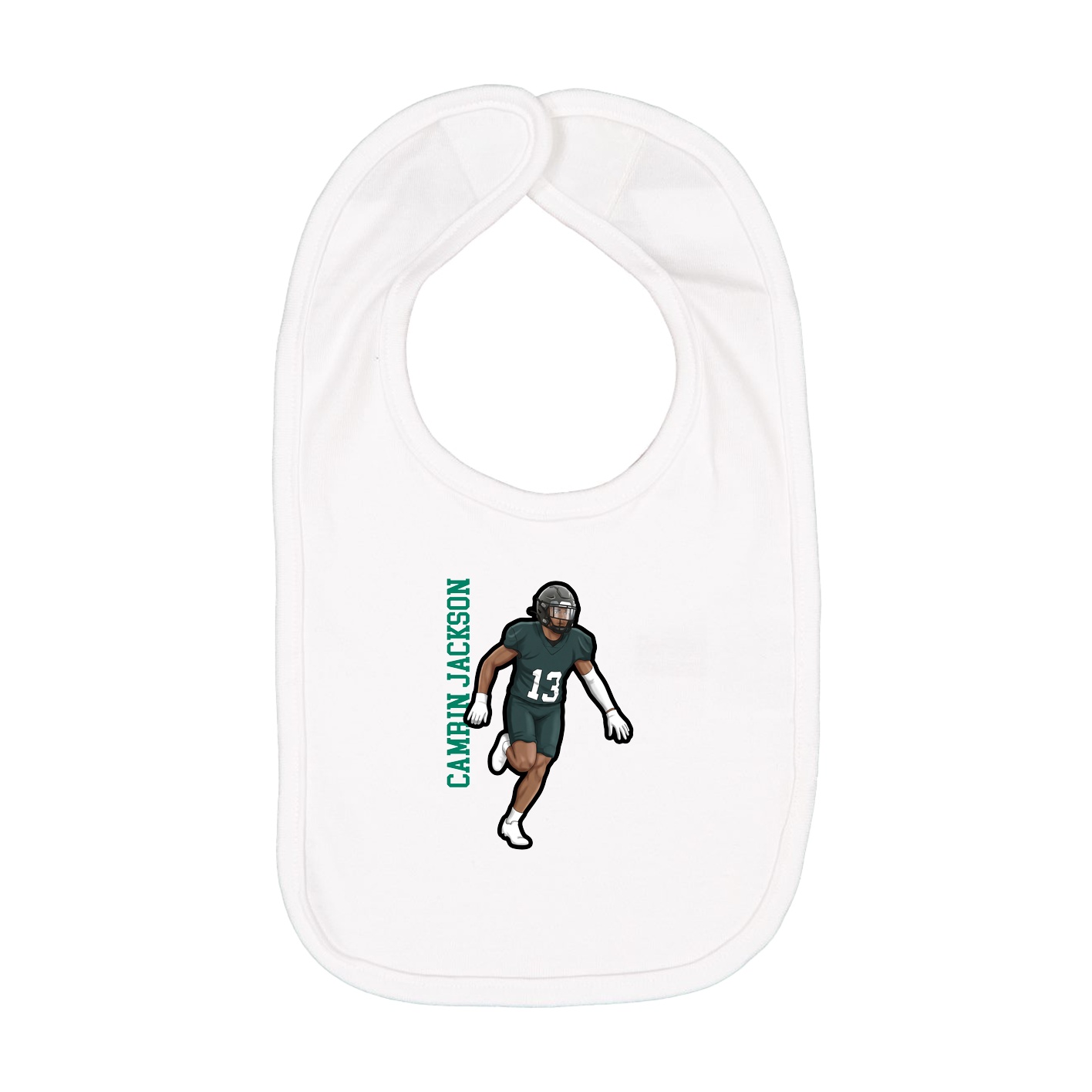 Infant Bib — Name Vertical in White