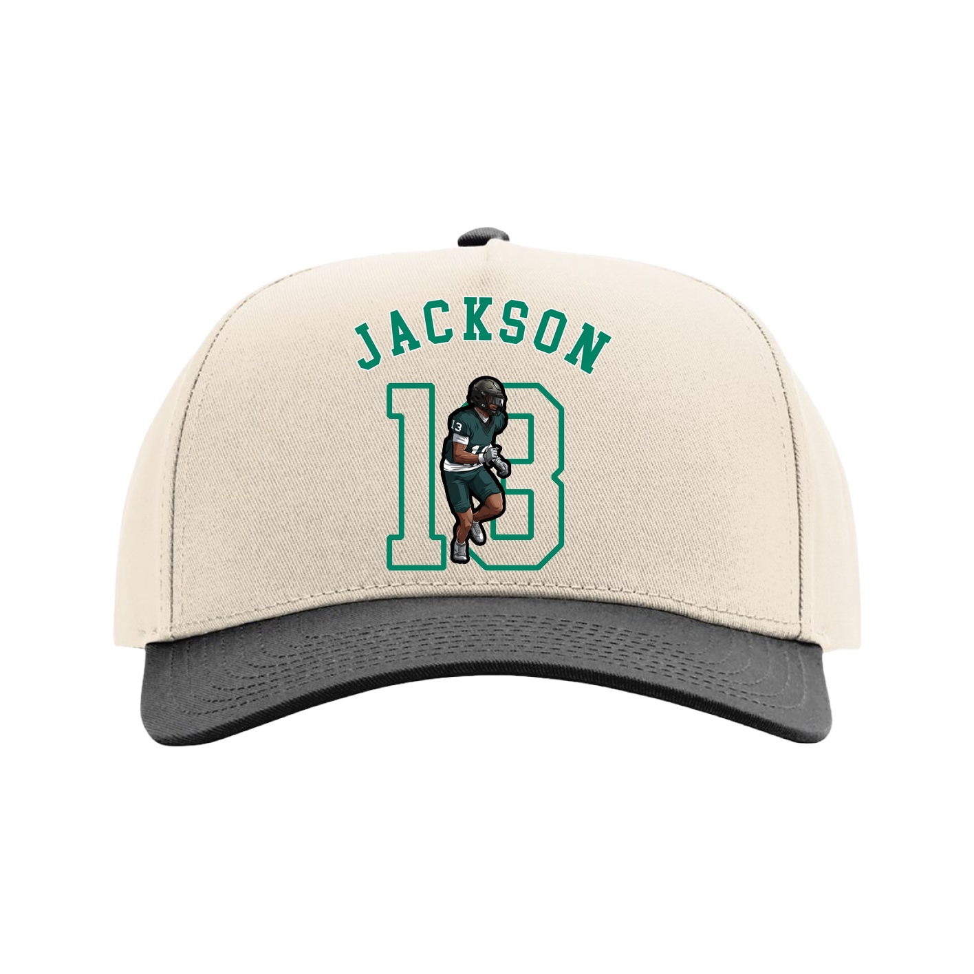 Full Fabric Five-Panel Champ Cap — Shirsey Arch in Cream/Black