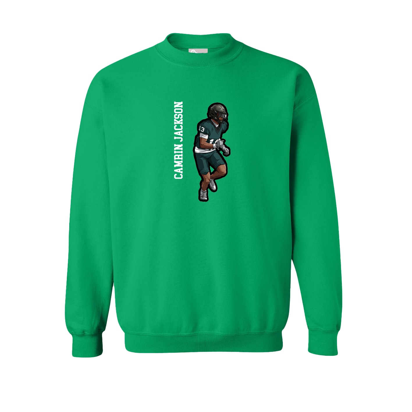 Fleece Crew — Name Vertical in Green