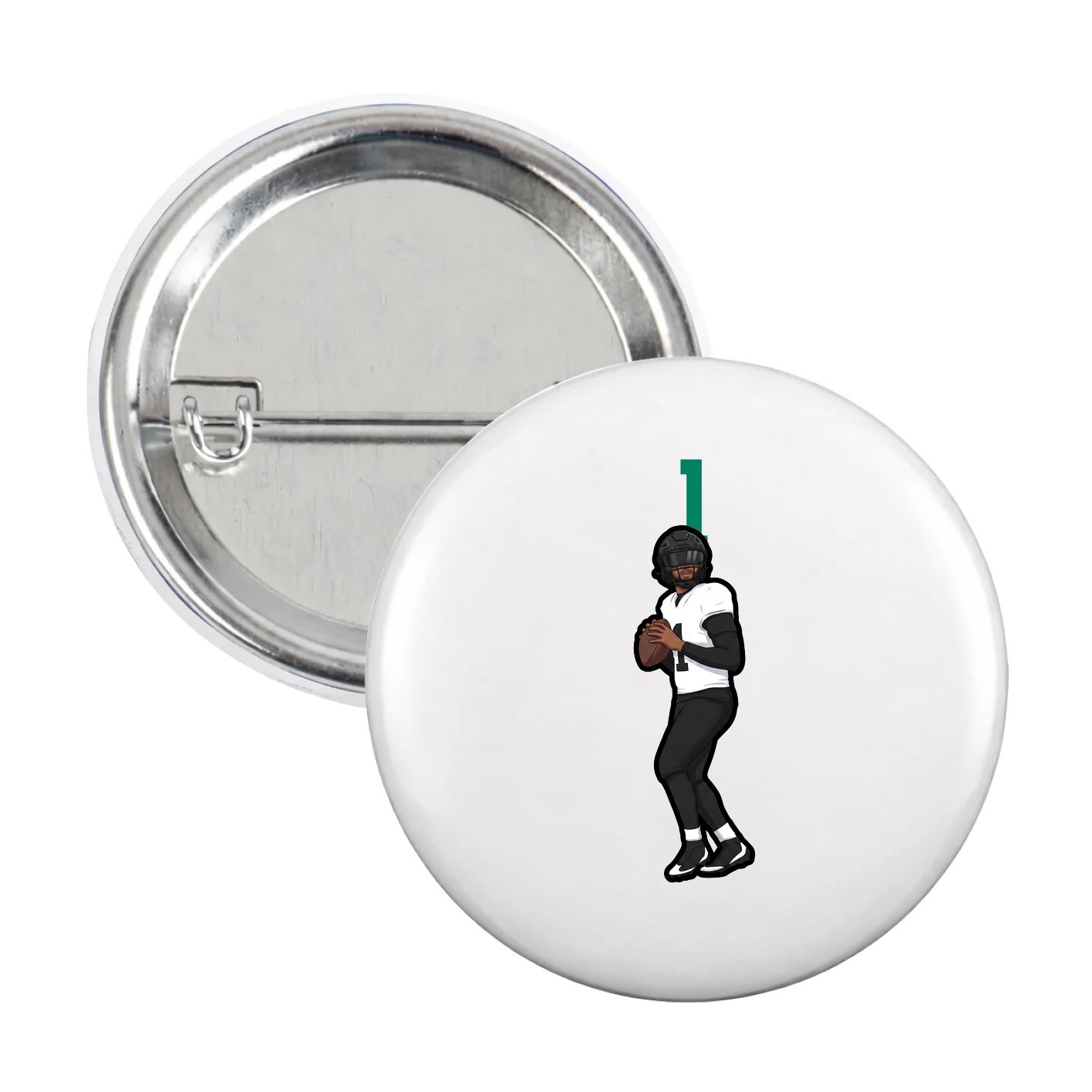 Game Day Button — Number Top in White