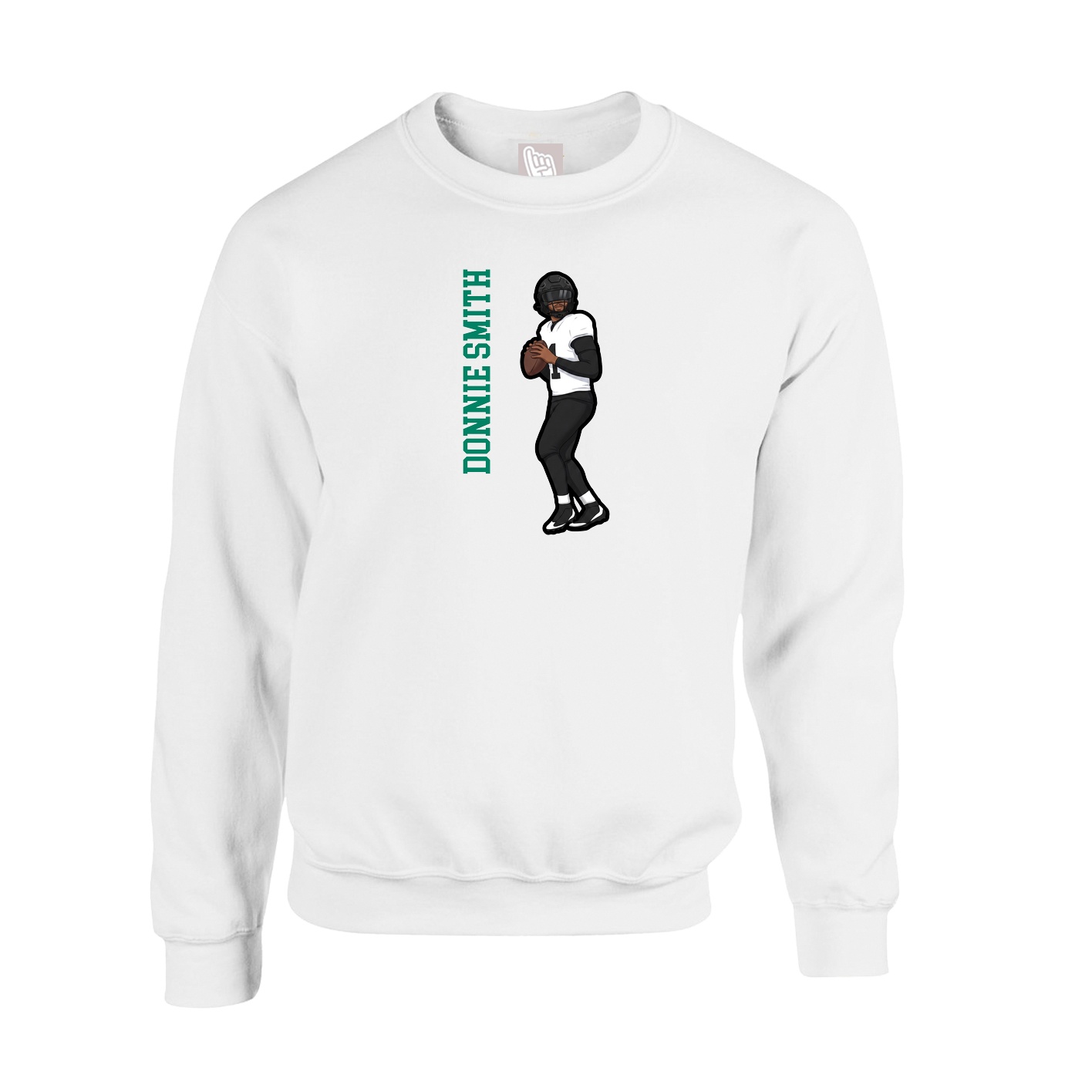 Fleece Crew — Name Vertical in White