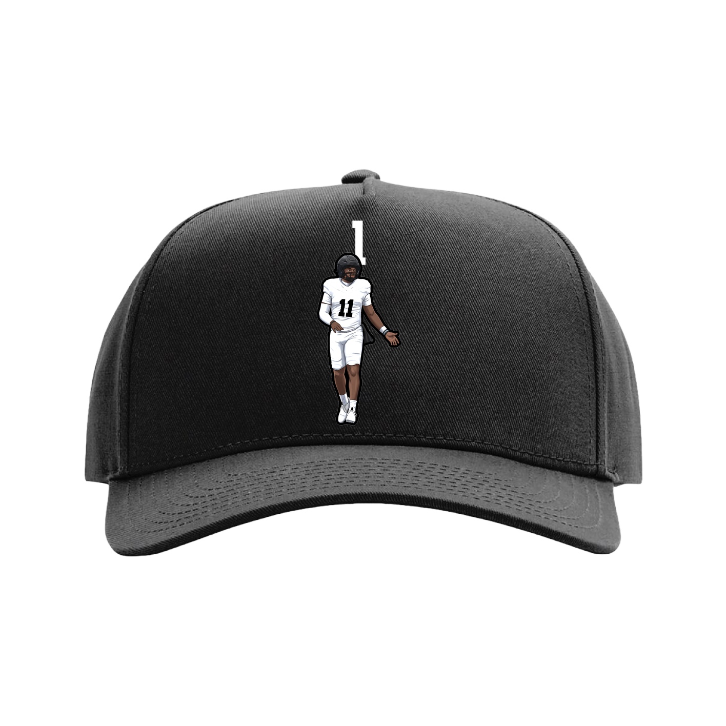 Full Fabric Five-Panel Champ Cap — Number Top in Black