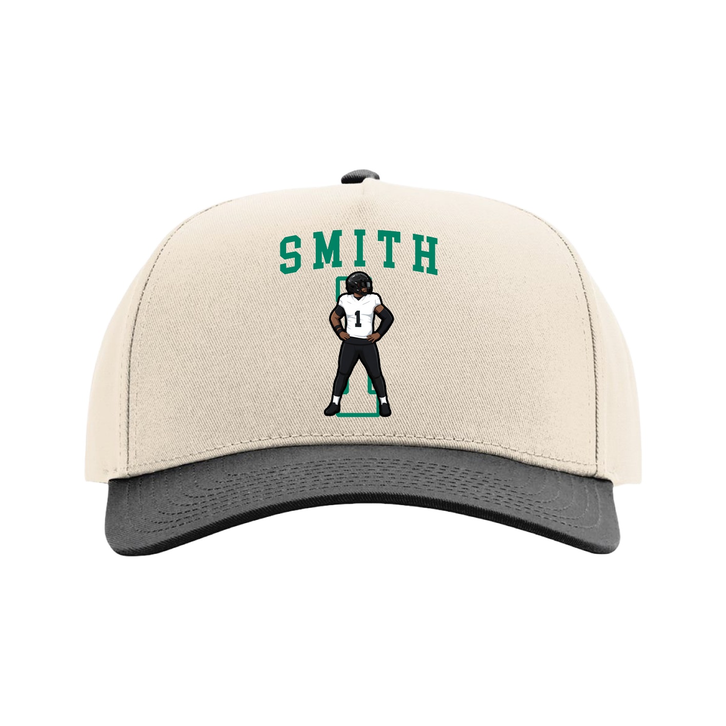 Full Fabric Five-Panel Champ Cap — Shirsey in Cream/Black