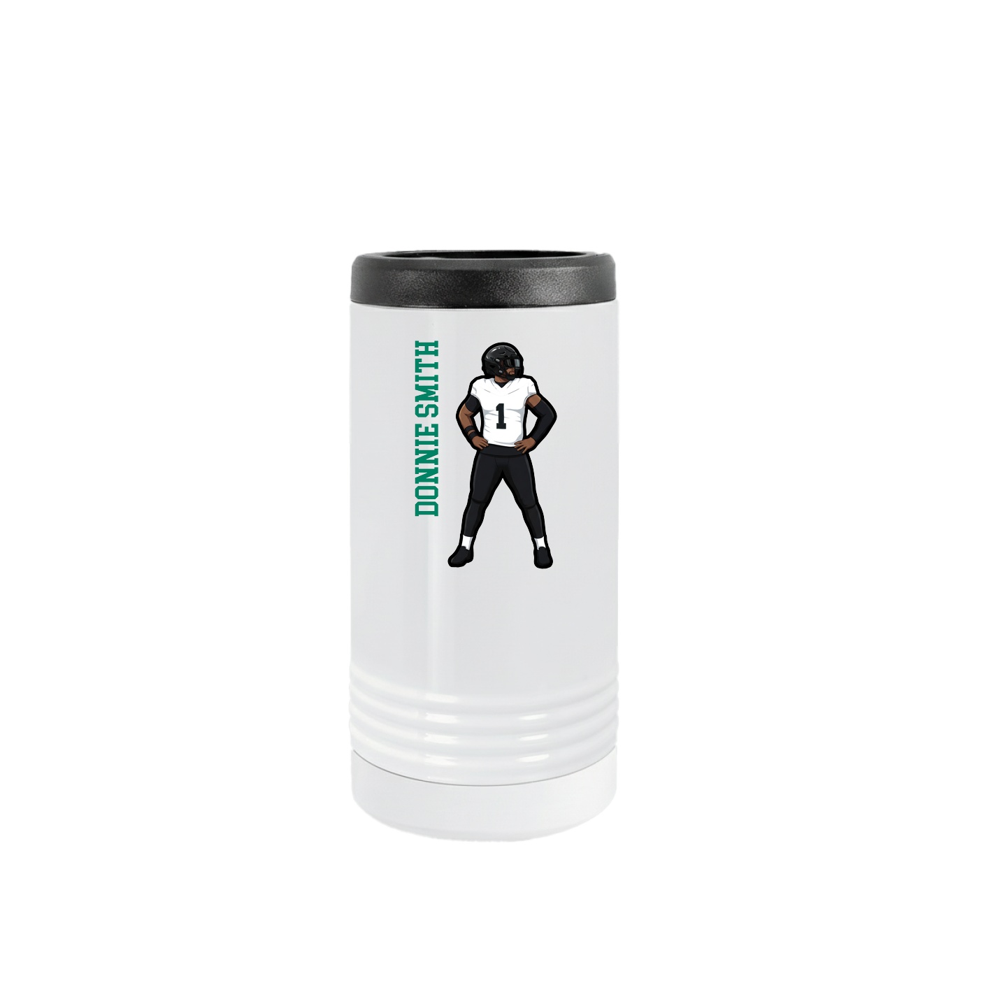 Slim Beverage Holder — Name Vertical in White