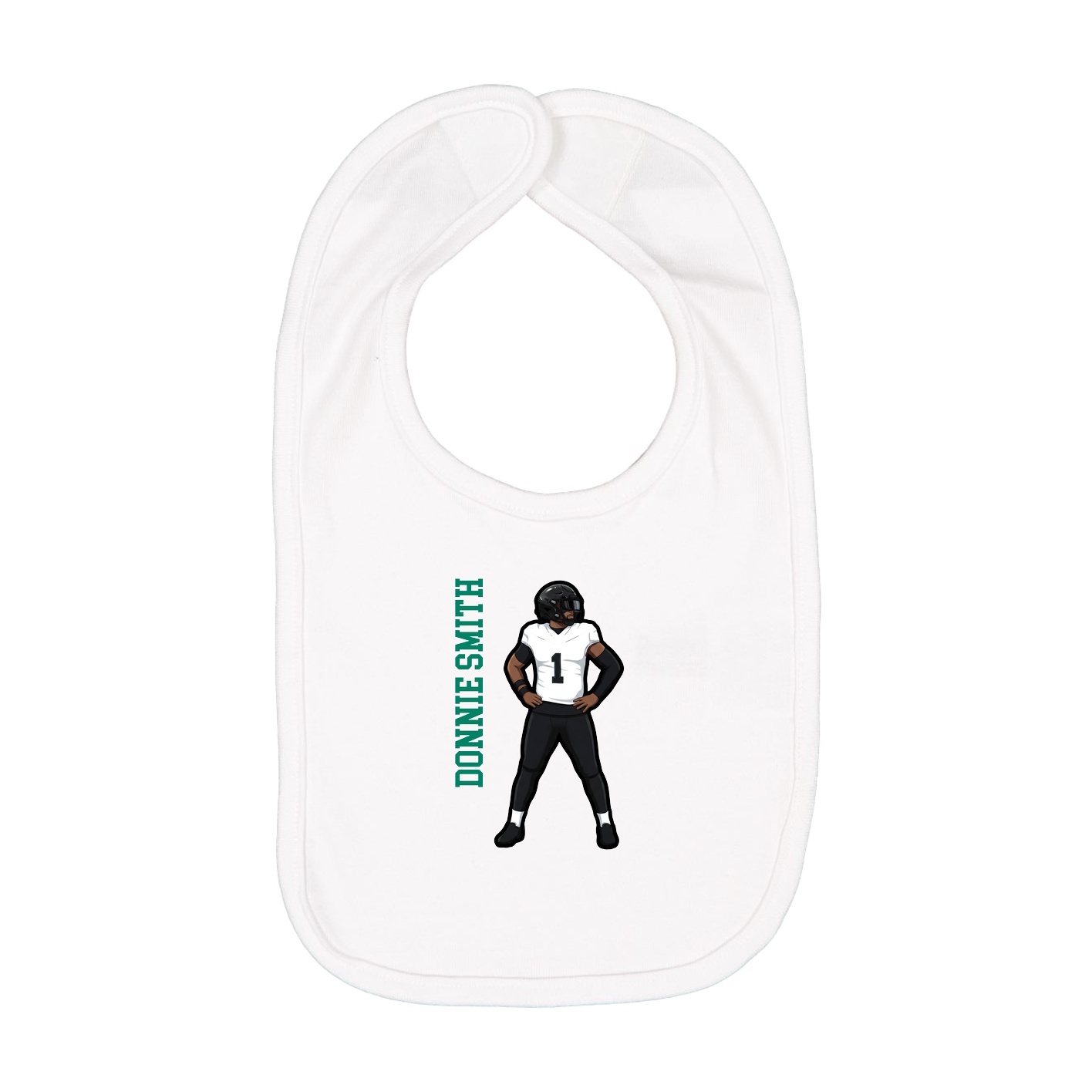 Infant Bib — Name Vertical in White