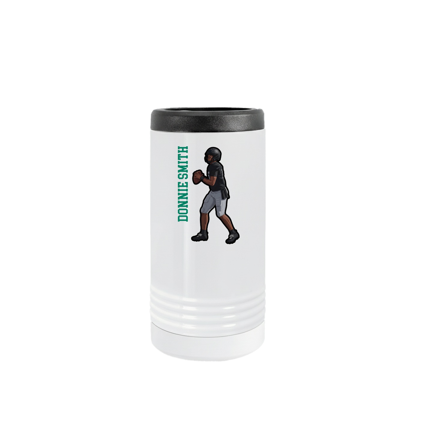 Slim Beverage Holder — Name Vertical in White