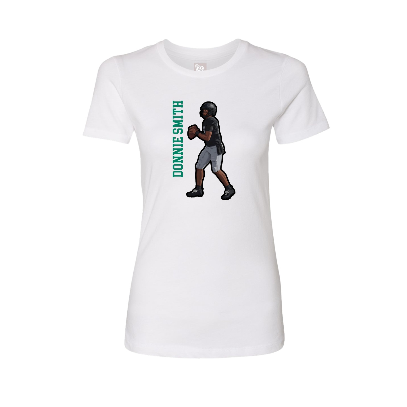 Womens Tee — Name Vertical in White