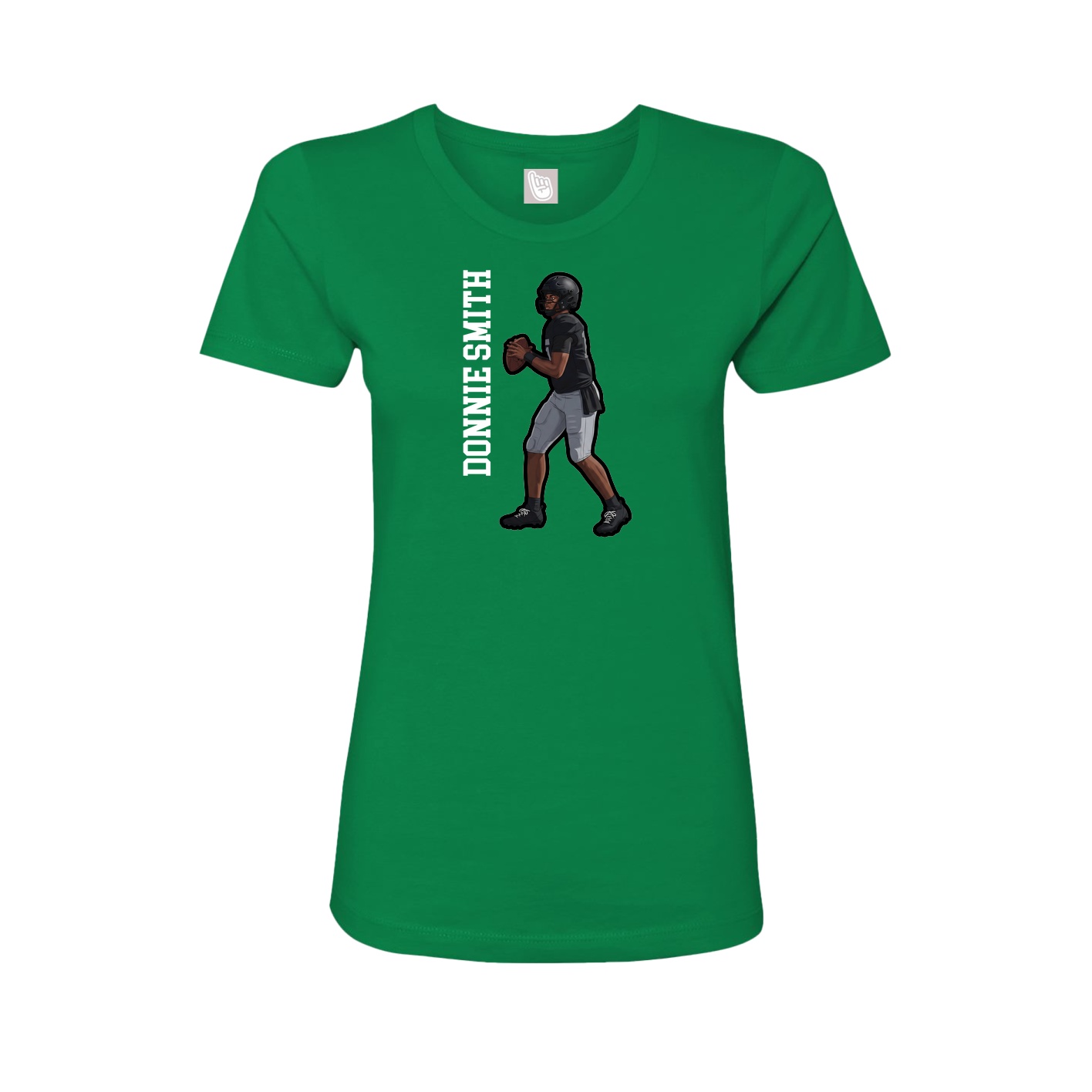 Fitted Women's Tee — Name Vertical in Green