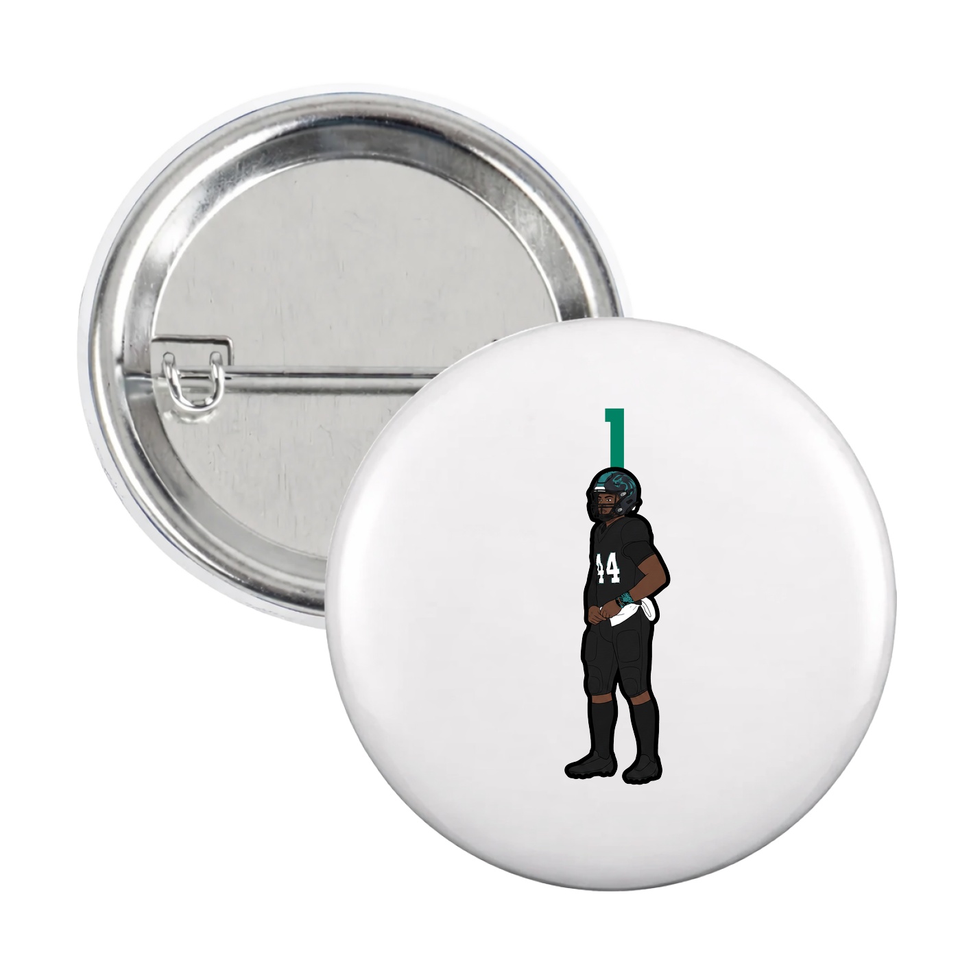 Game Day Button — Number Top in White