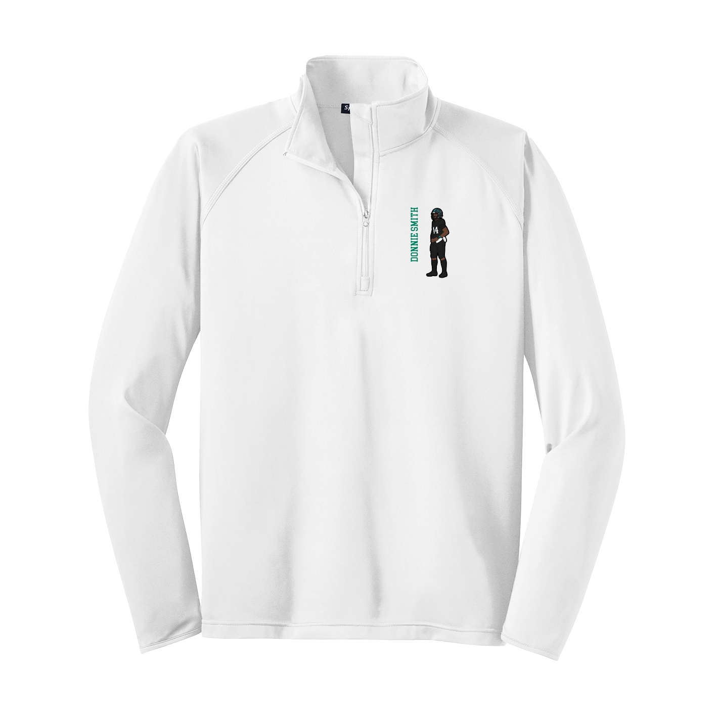 Q-Zip Pullover — Name Vertical in White