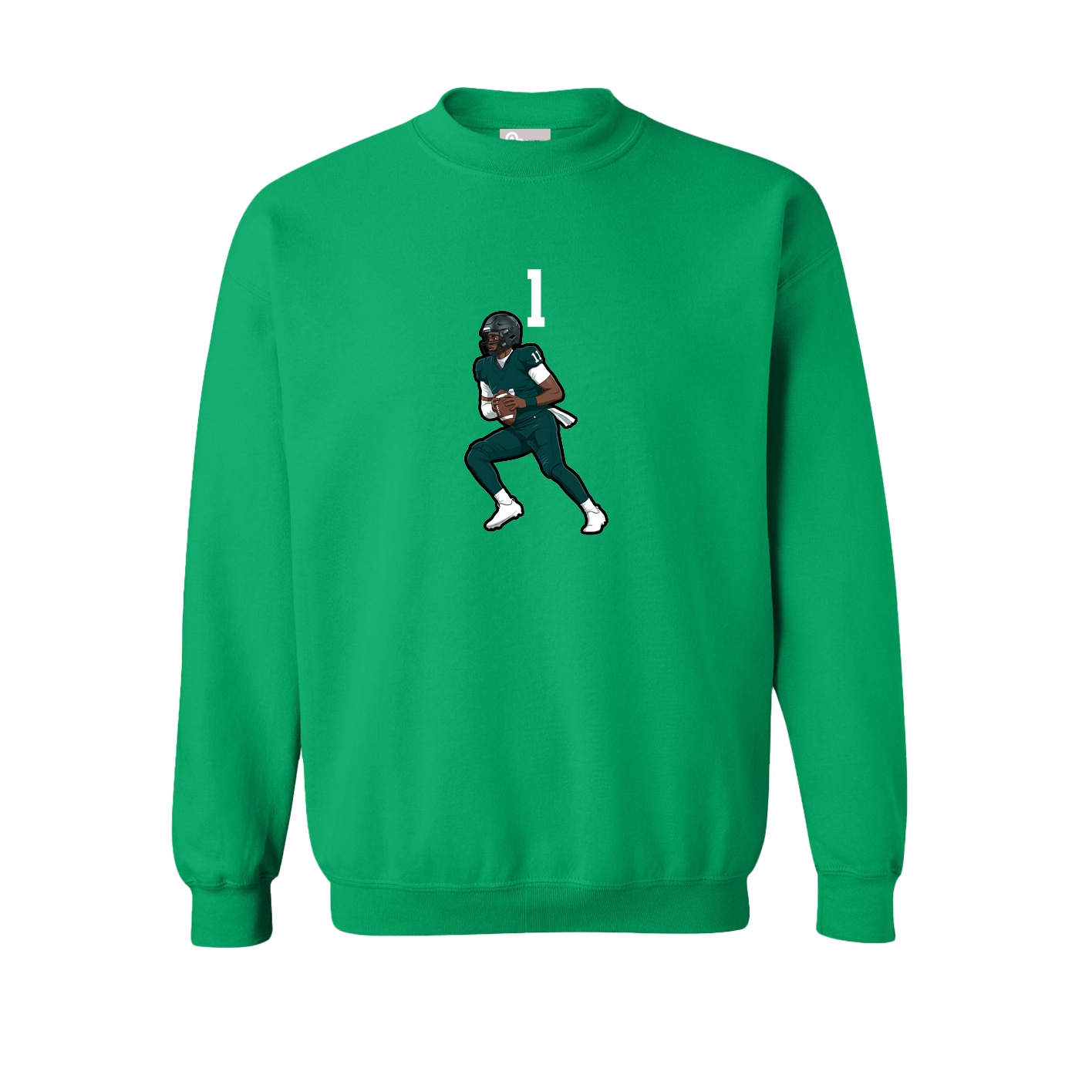 Fleece Crew — Number Top in Green
