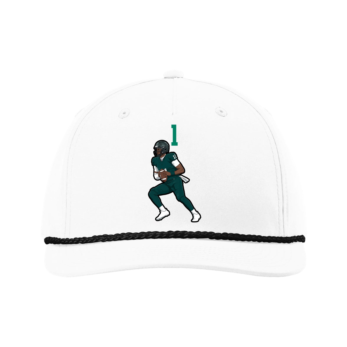 Five-Panel Classic Rope Cap — Number Top in White
