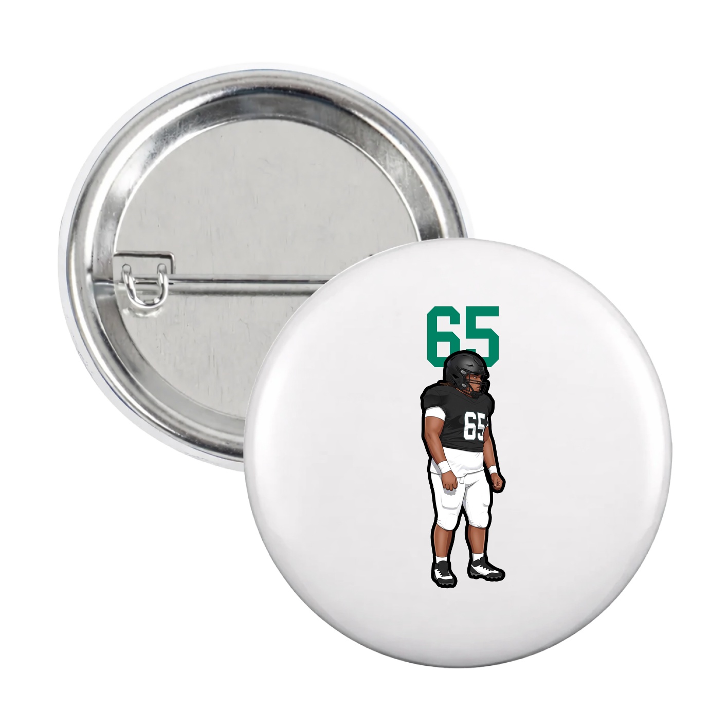 Game Day Button — Number Top in White