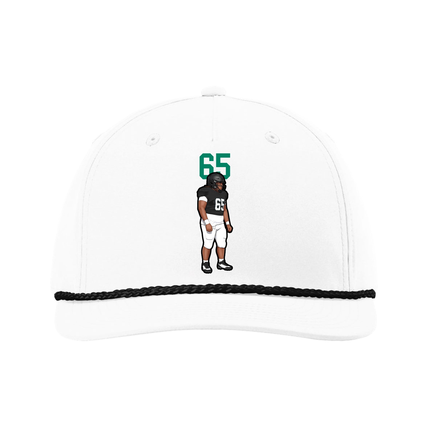 Five-Panel Classic Rope Cap — Number Top in White